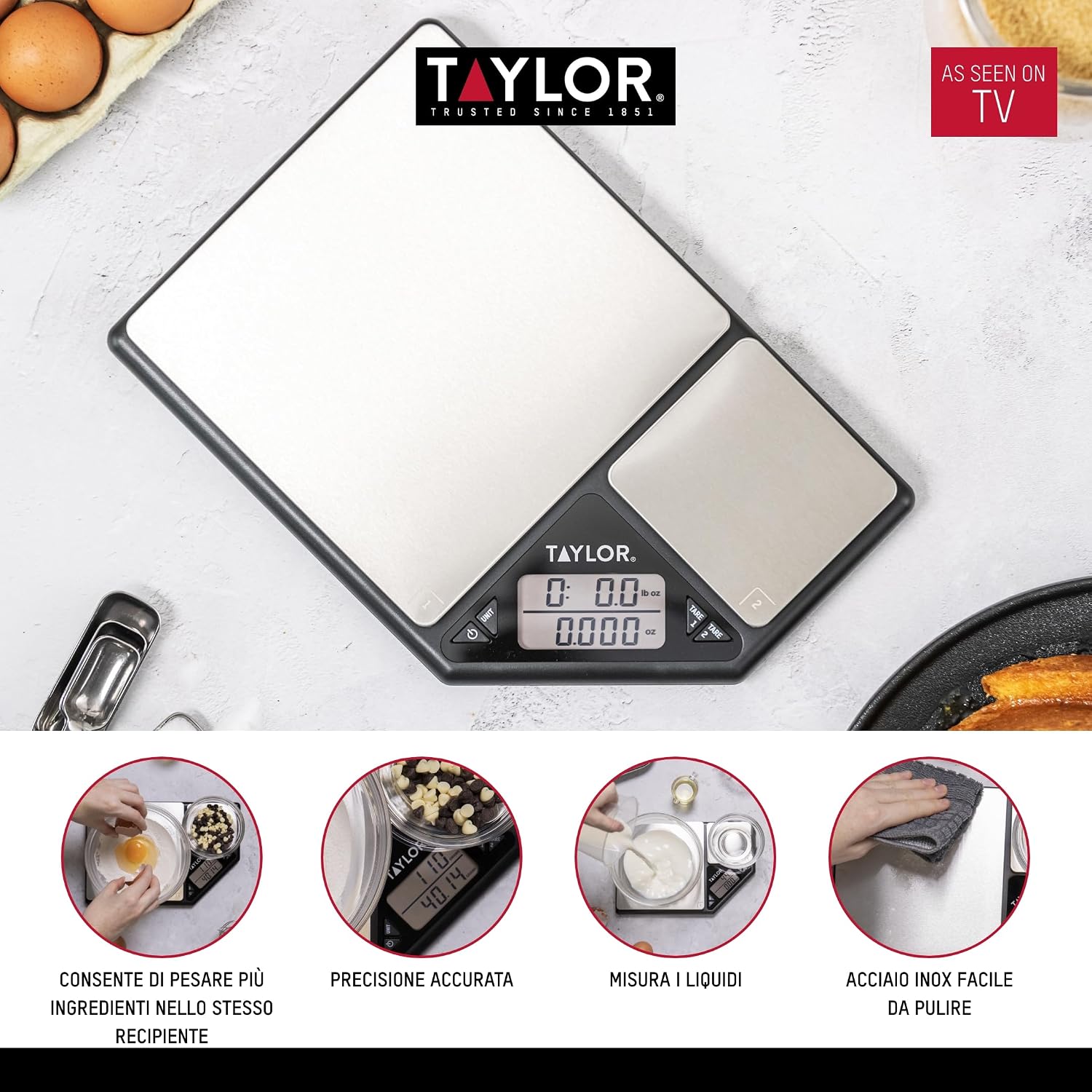 Thumbnail 6 de Taylor Pro Digital Kitchen Scale, Dual Platform, 5 kg Capacity, Tare Function
