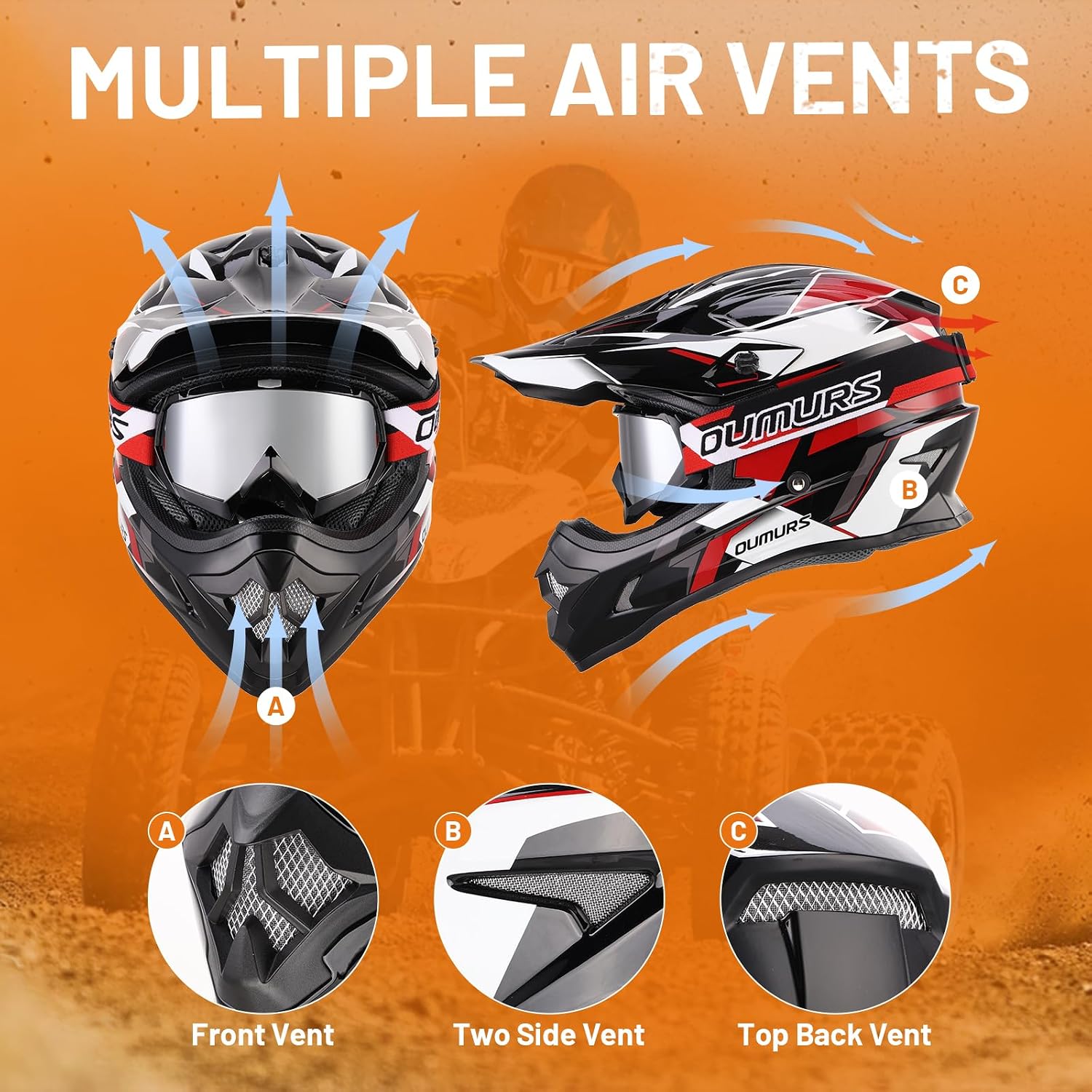 Detalle 2 de OUMURS DOT Adult M Helmet with Visor