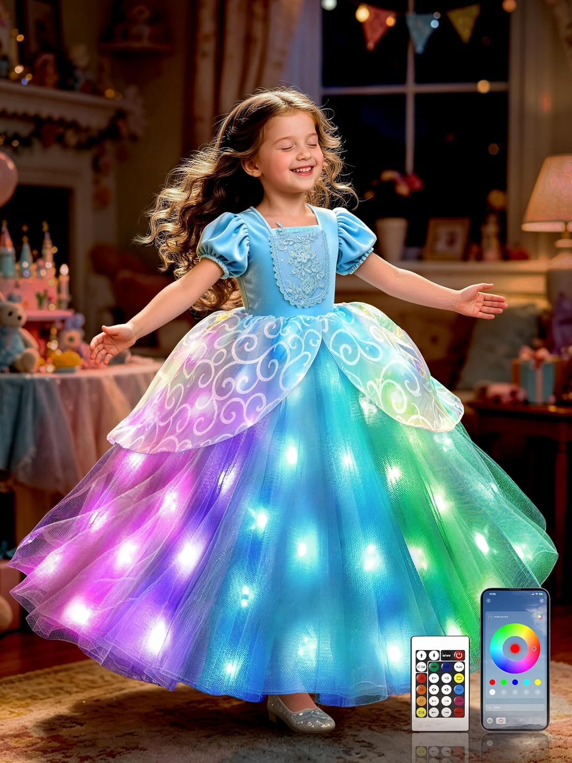 Imagen de BLINGCOS Princess Costumes for Girls: Light-Up, App-Syncing RGB Dress-Up Set (Ages 3–9) en OfertitasTOP