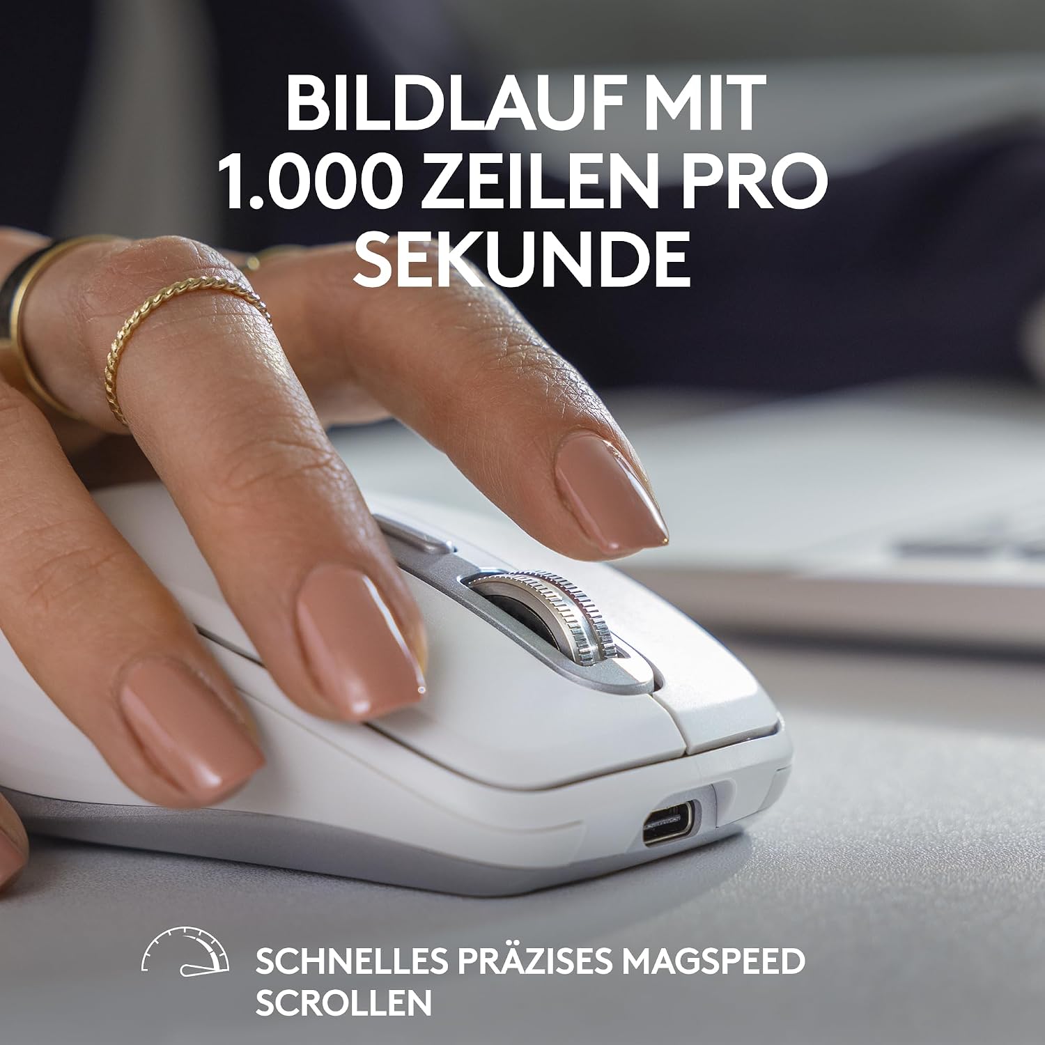 Detalle de Logitech MX Anywhere 3S Compact Kabellose Maus (Graphit) – Präzise Mobilität mit 8K DPI Sensor