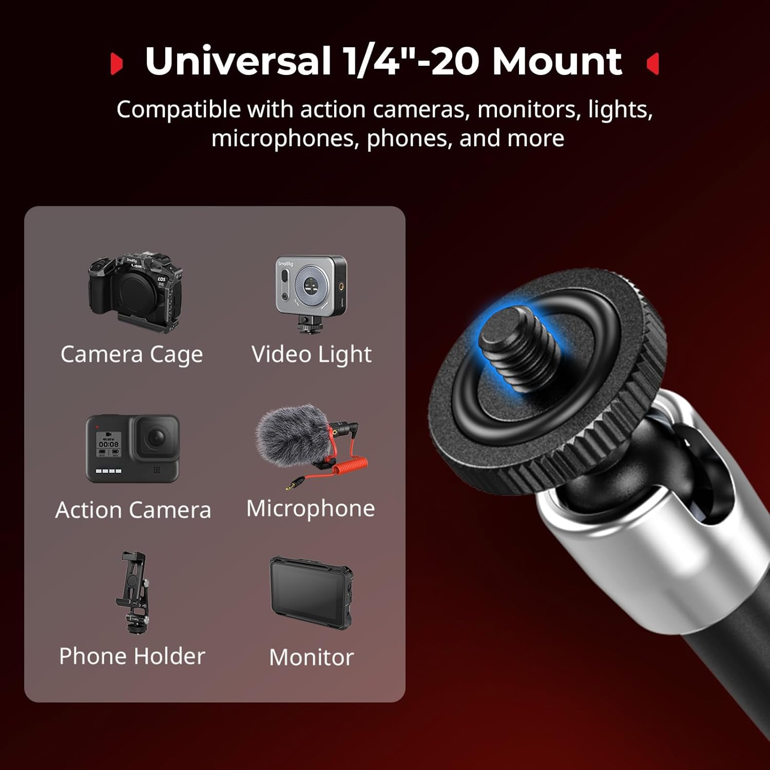 Thumbnail 2 de SMALLRIG Magic Arm Clamp with 1/4" Screw — 11-Inch Integrated Arm for MagSafe, Android, Action Cameras and More (5604)