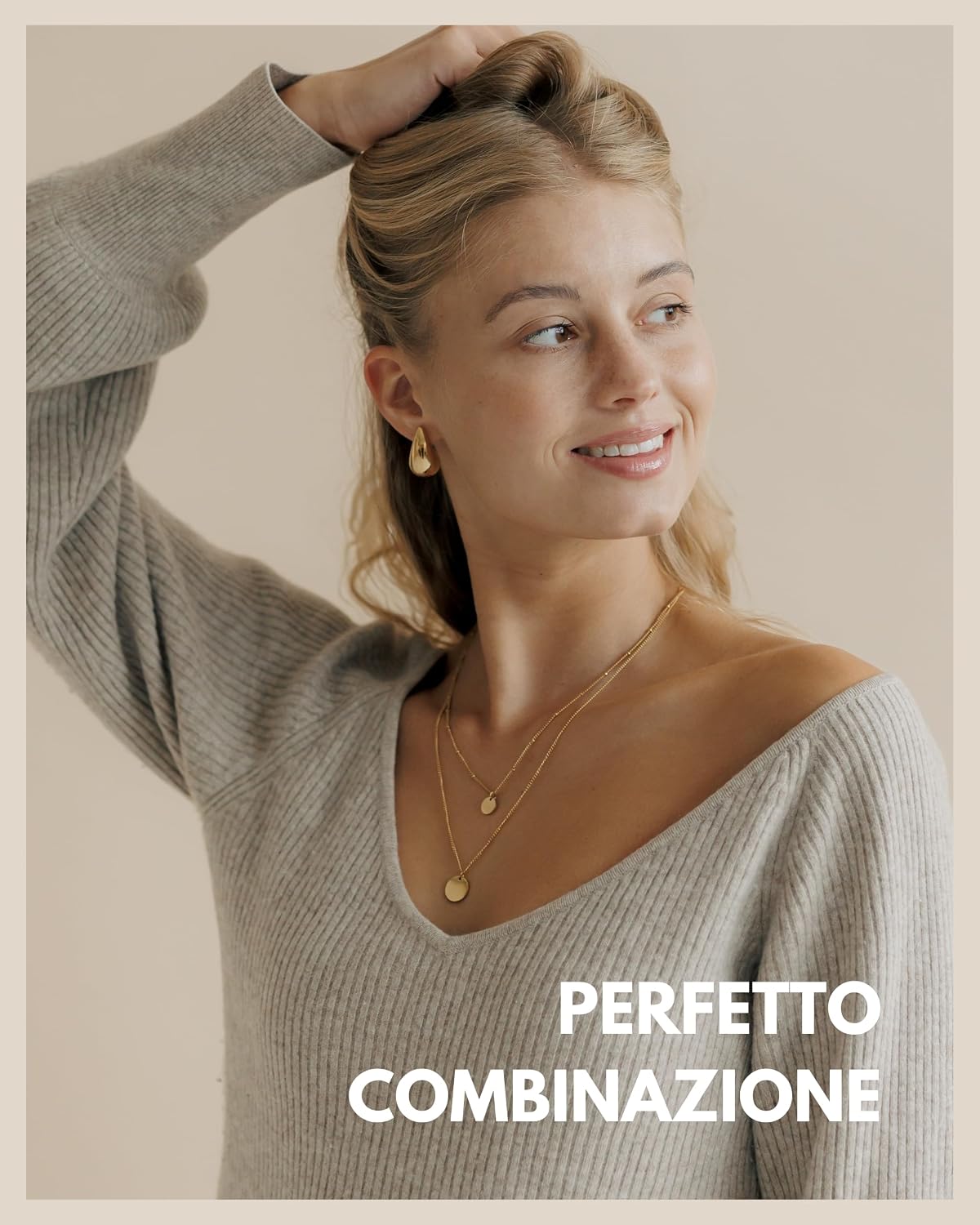 Detalle de GD GOOD.designs collana doppia con piastrine impermeabile e lunghezza regolabile