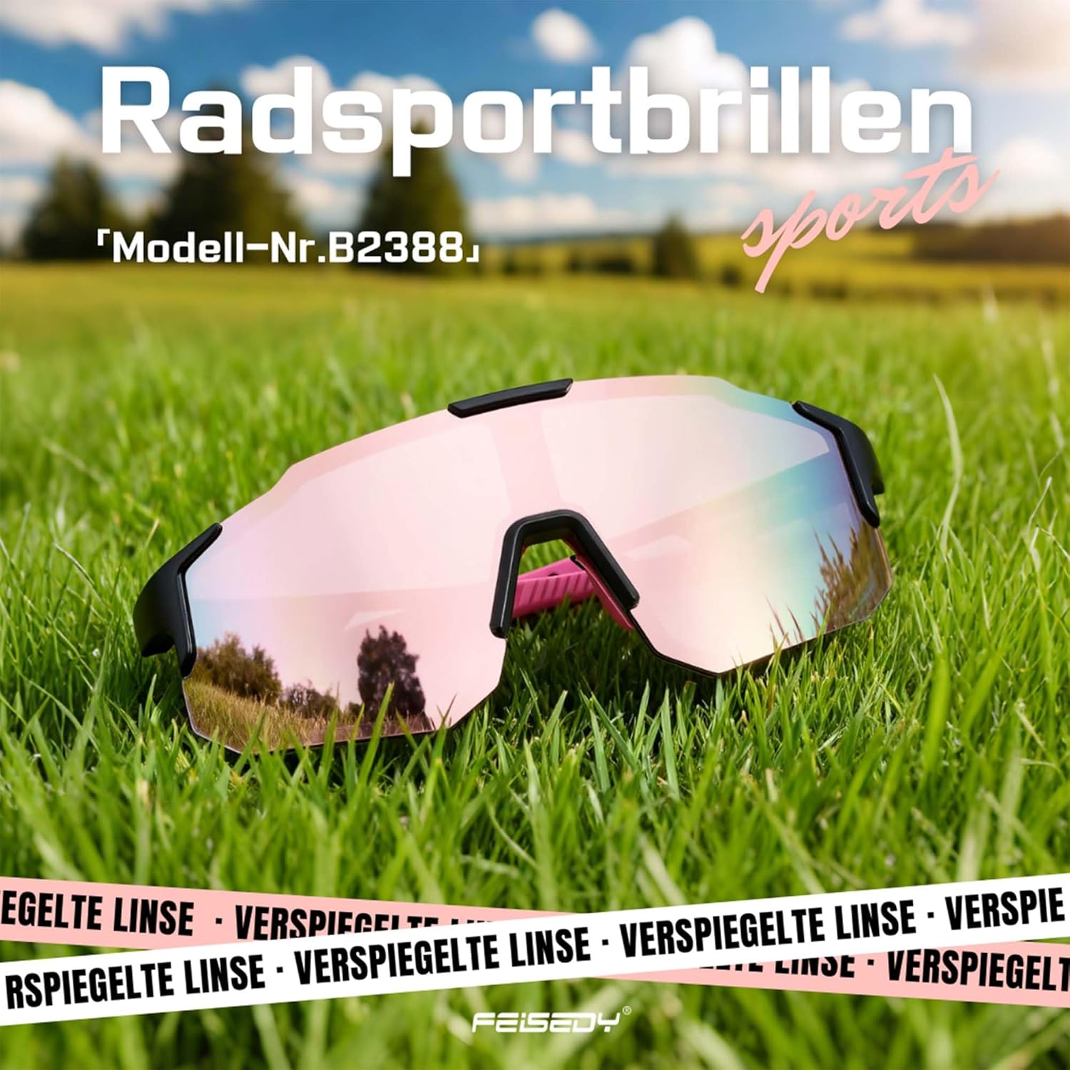 Thumbnail 3 de FEISEDY Sport Sonnenbrille für Fahrrad, MTB & Rennrad – UV400, verspiegelte Gläser (B2388)
