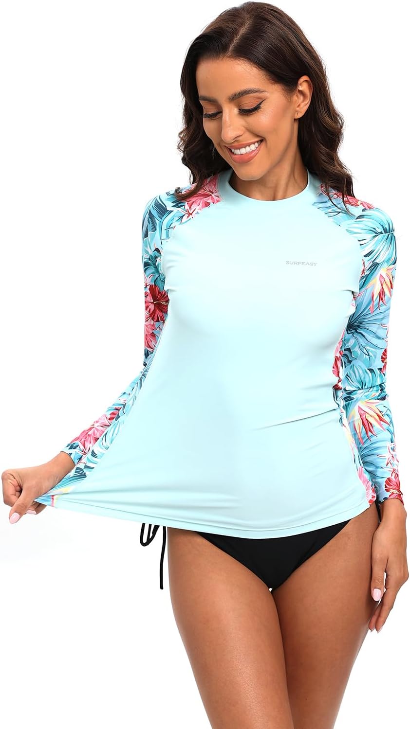 Detalle de SURFEASY Damen Langarm Rash Guard – UV-Schutz, schnelltrocknend und langlebig