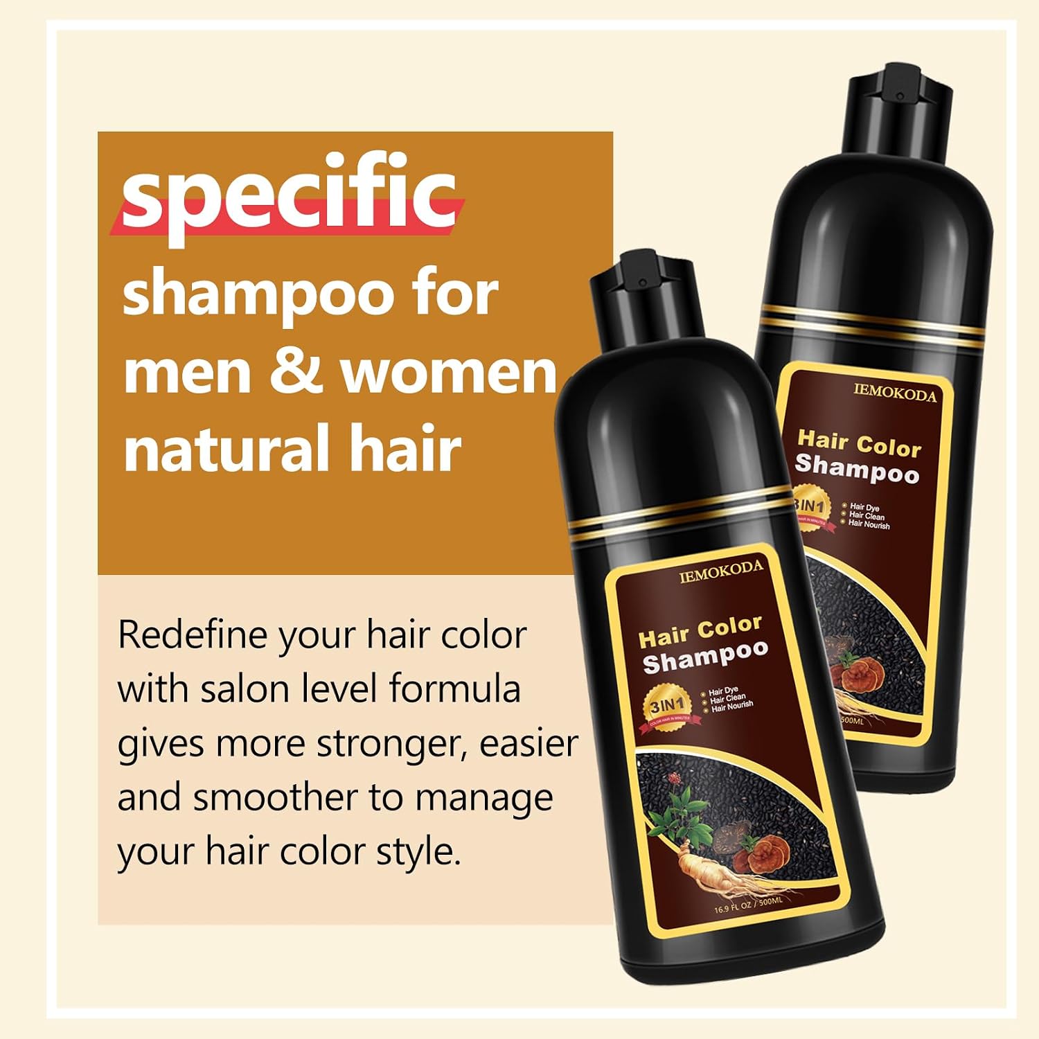 Detalle de Fedulili Wine Red Hair Dye Shampoo, 3-in-1 Color, Cleanse & Nourish, 16.9 fl oz