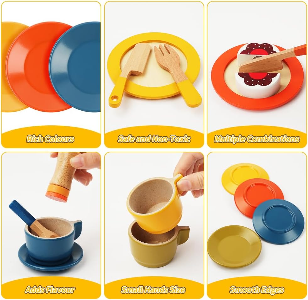 Detalle de Aolso Cocina Juguete Madera Infantil 30 piezas