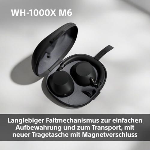 Detalle de Sony WH-1000XM6 kabellose Noise Cancelling-Kopfhörer – Signature Hi-Res Sound, faltbares Design, 30 Std. NC