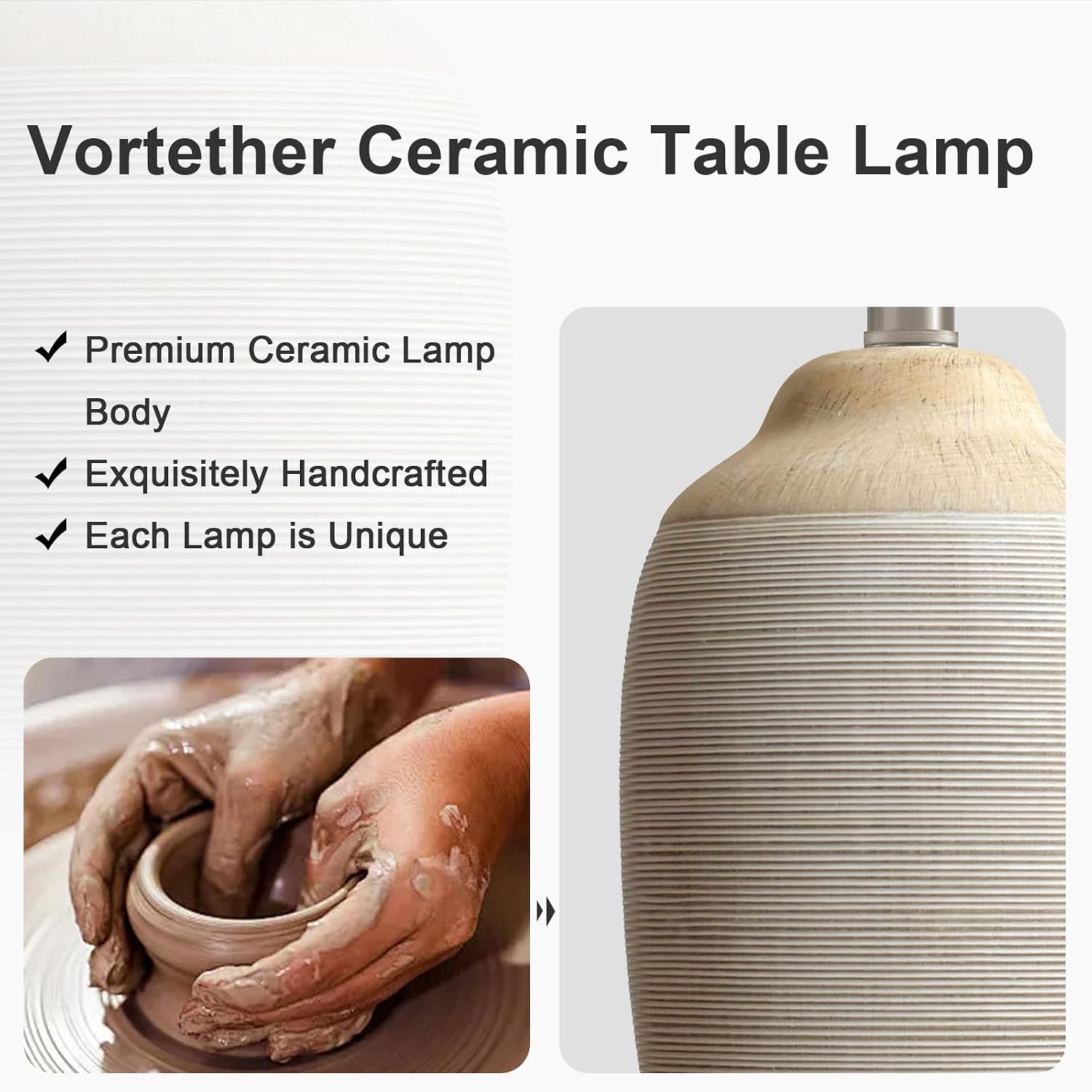 Detalle de Vortether Ceramic Table Lamp, 24.5-Inch