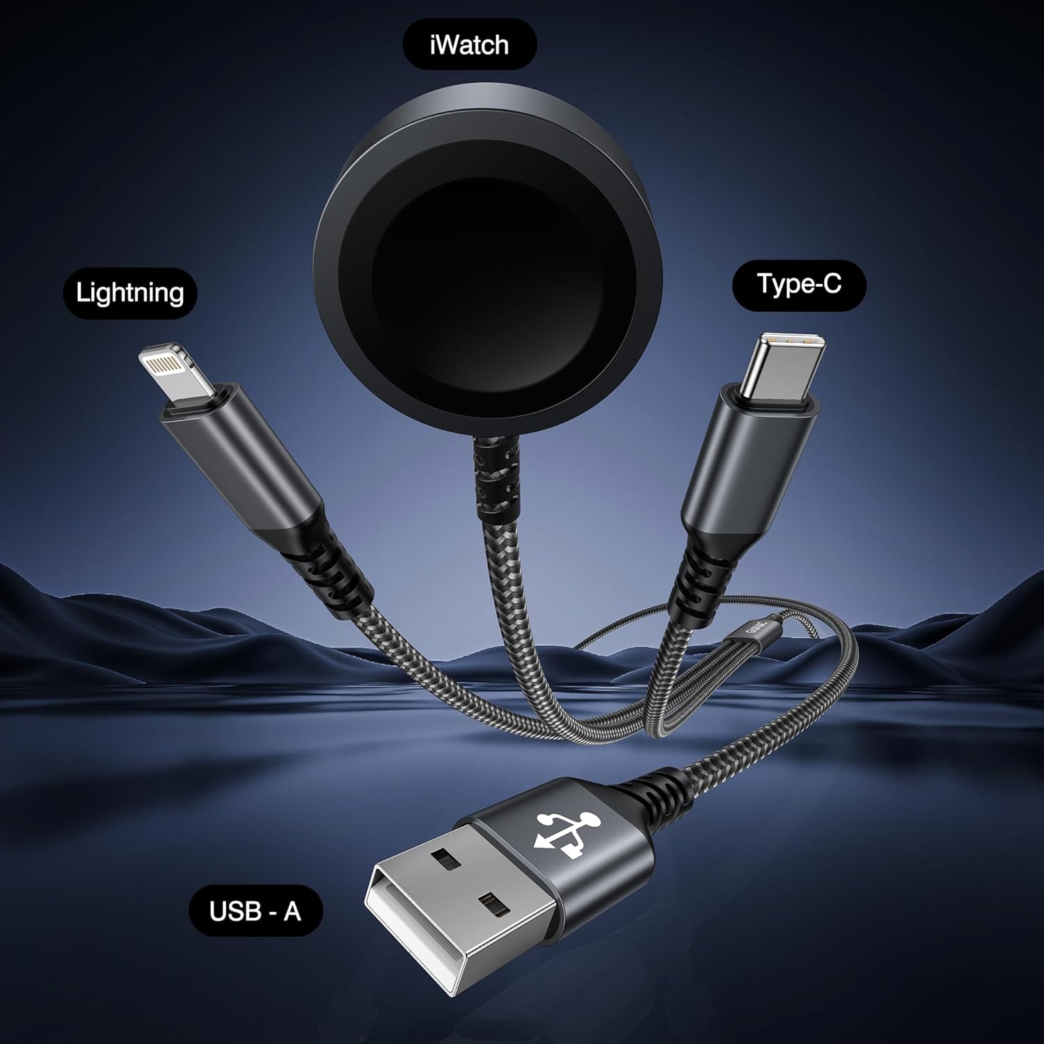 Thumbnail 5 de GIANAC Apple Watch Ladekabel 3 in 1 1,2 m