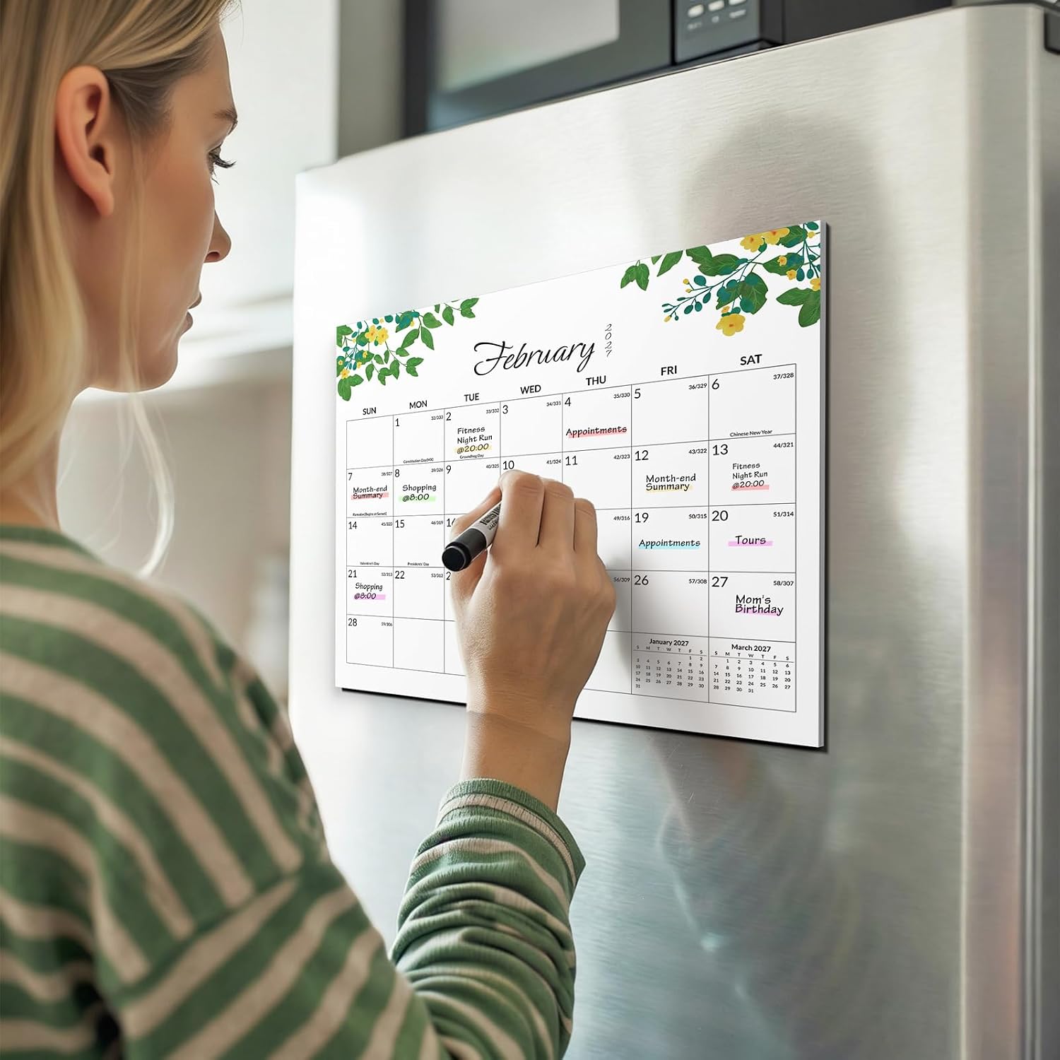 Detalle 1 de SUNEE 2026–2027 Fridge Calendar, 18-Month Magnetic Monthly Planner
