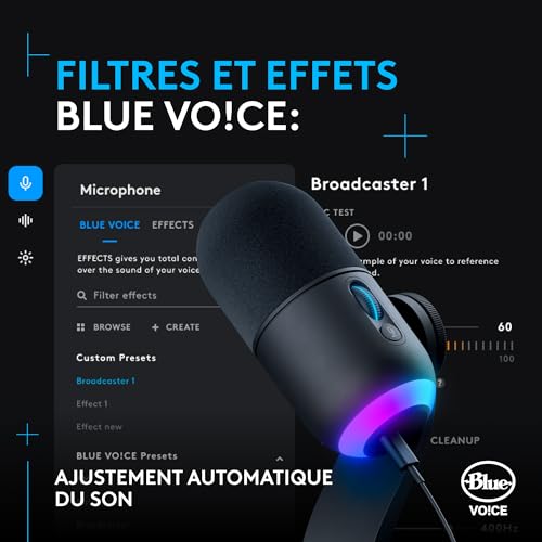 Detalle de Logitech G Yeti GX microphone gaming RGB dynamique avec LIGHTSYNC