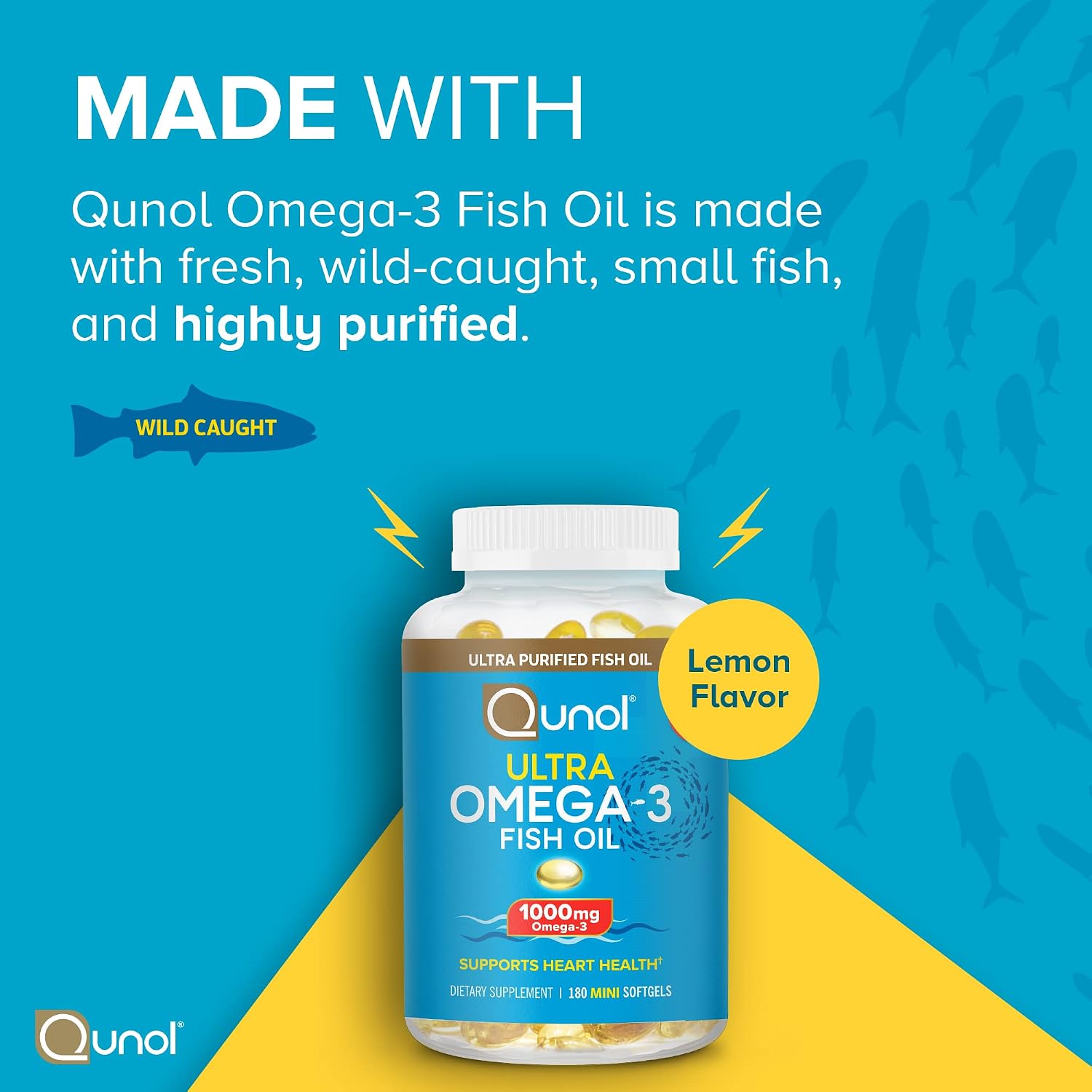 Thumbnail 6 de Qunol 898440001455 Ultra Omega-3 Fish Oil Mini Softgels, Lemon, 180 Count