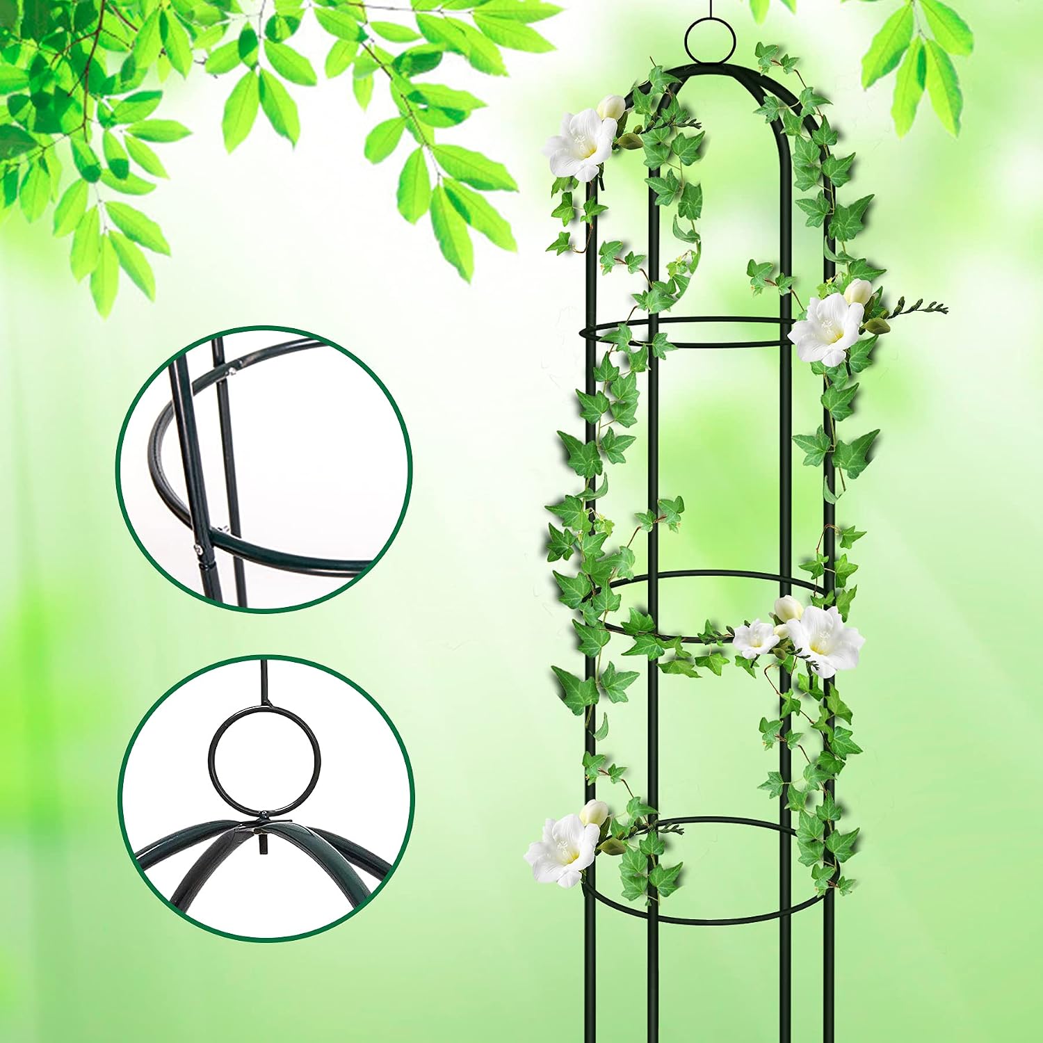 Thumbnail 2 de YAOBLUESEA Kletterpflanzen metalen obelisk voor klimplanten, 188 cm, groen