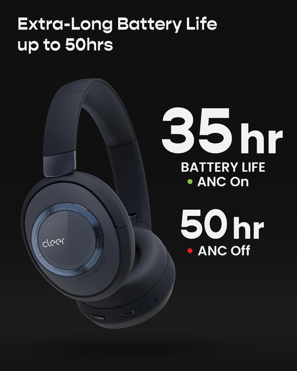 Detalle 1 de Cleer Noise-Canceling Bluetooth Headphones, Alpha