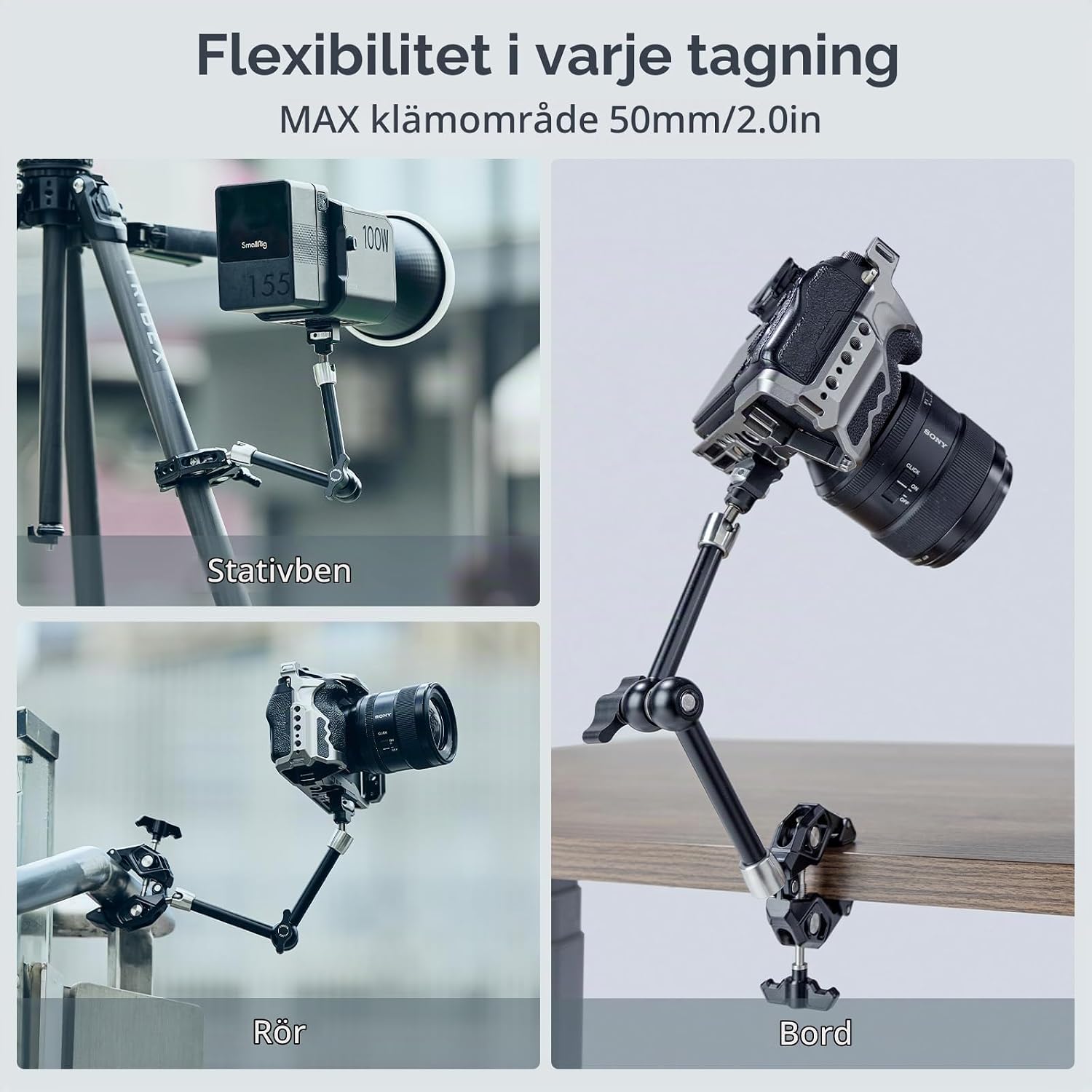 Thumbnail 6 de SMALLRIG 5312 Magic Arm med klämfäste, 1/4-tumsskruv och utdragbart stift