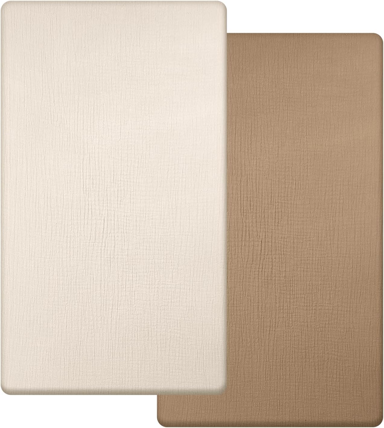 Peepeemax Lenzuola Lettino 70 x 140 cm in mussola di cotone (set da 2) Marrone chiaro