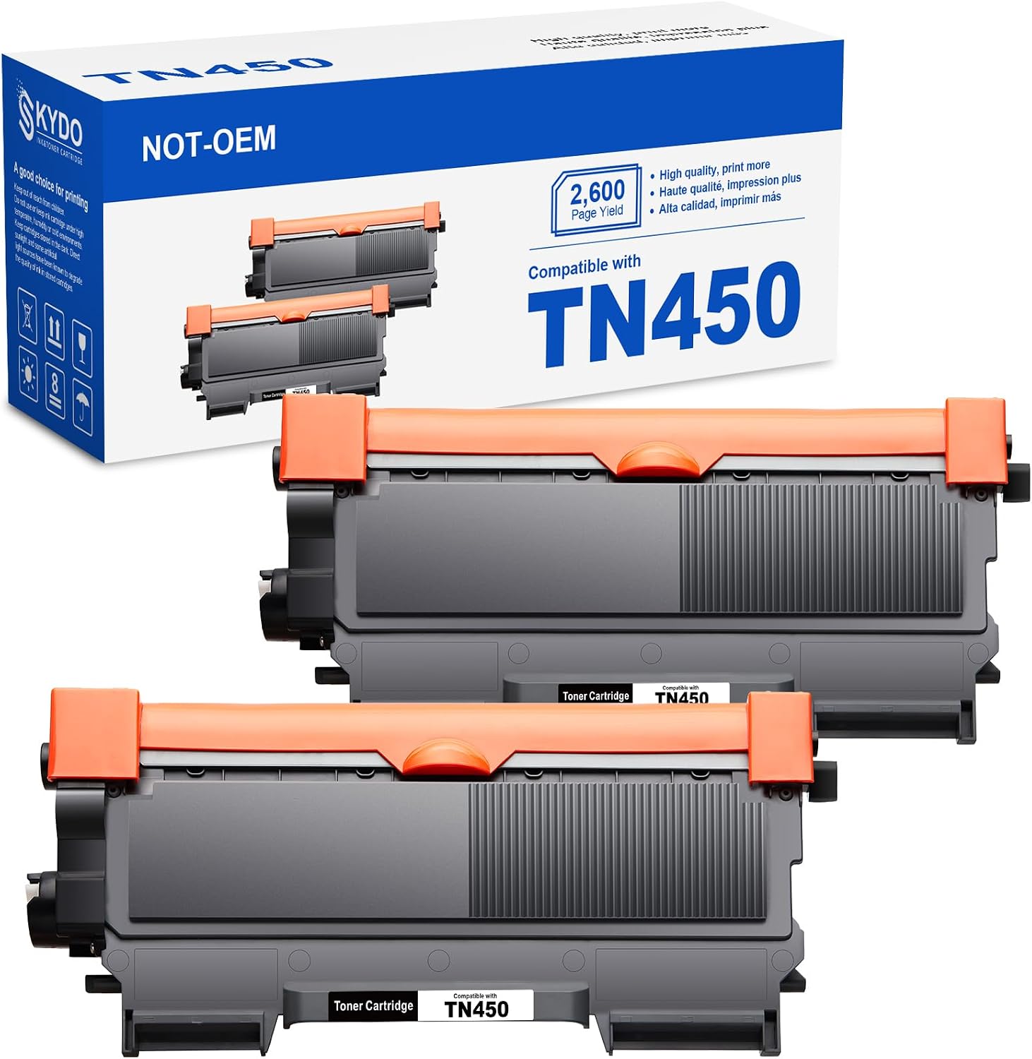 Detalle de Skydo TN450-2B Compatible Black Toner Cartridges, 2-Pack, High Yield