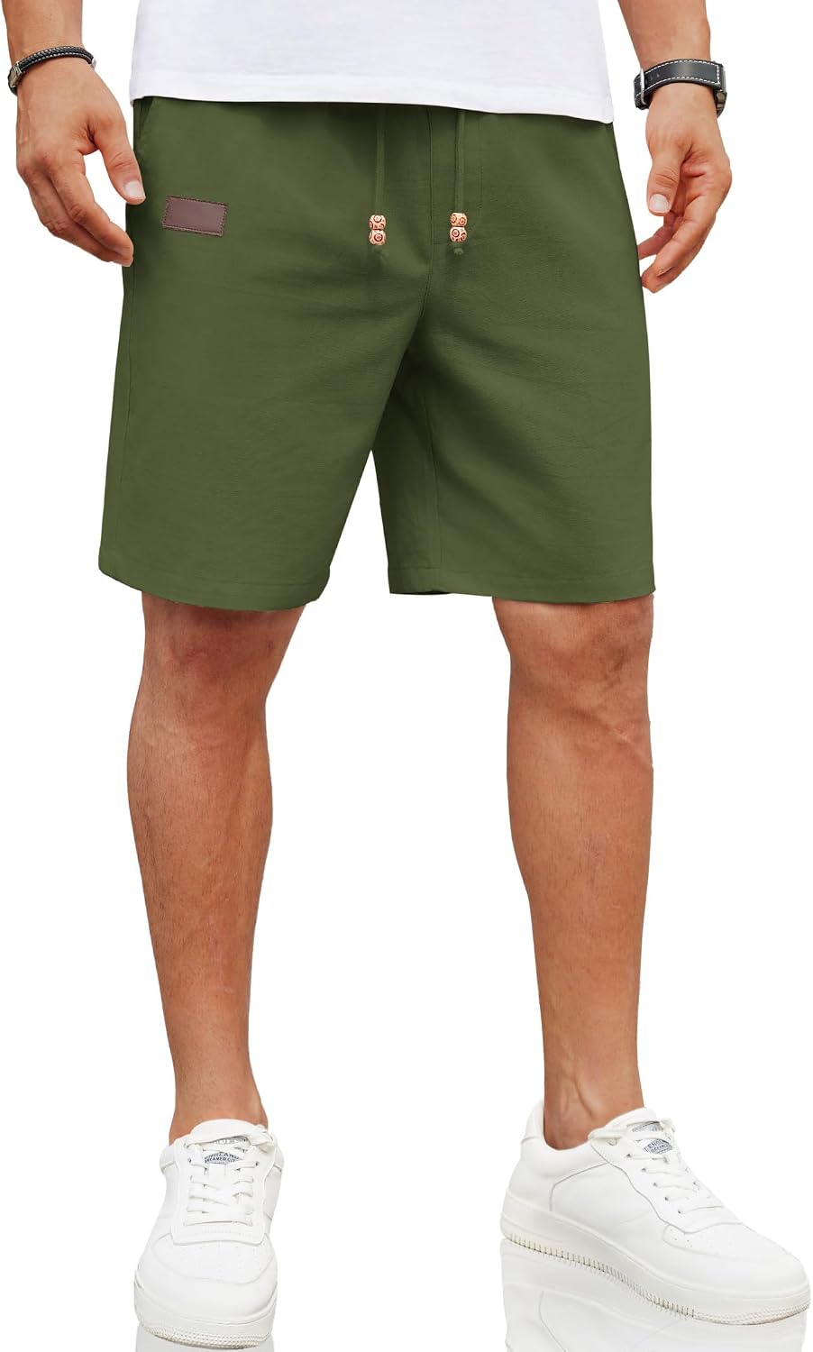 Detalle de COOFANDY Men's Linen Shorts, 9-Inch Inseam