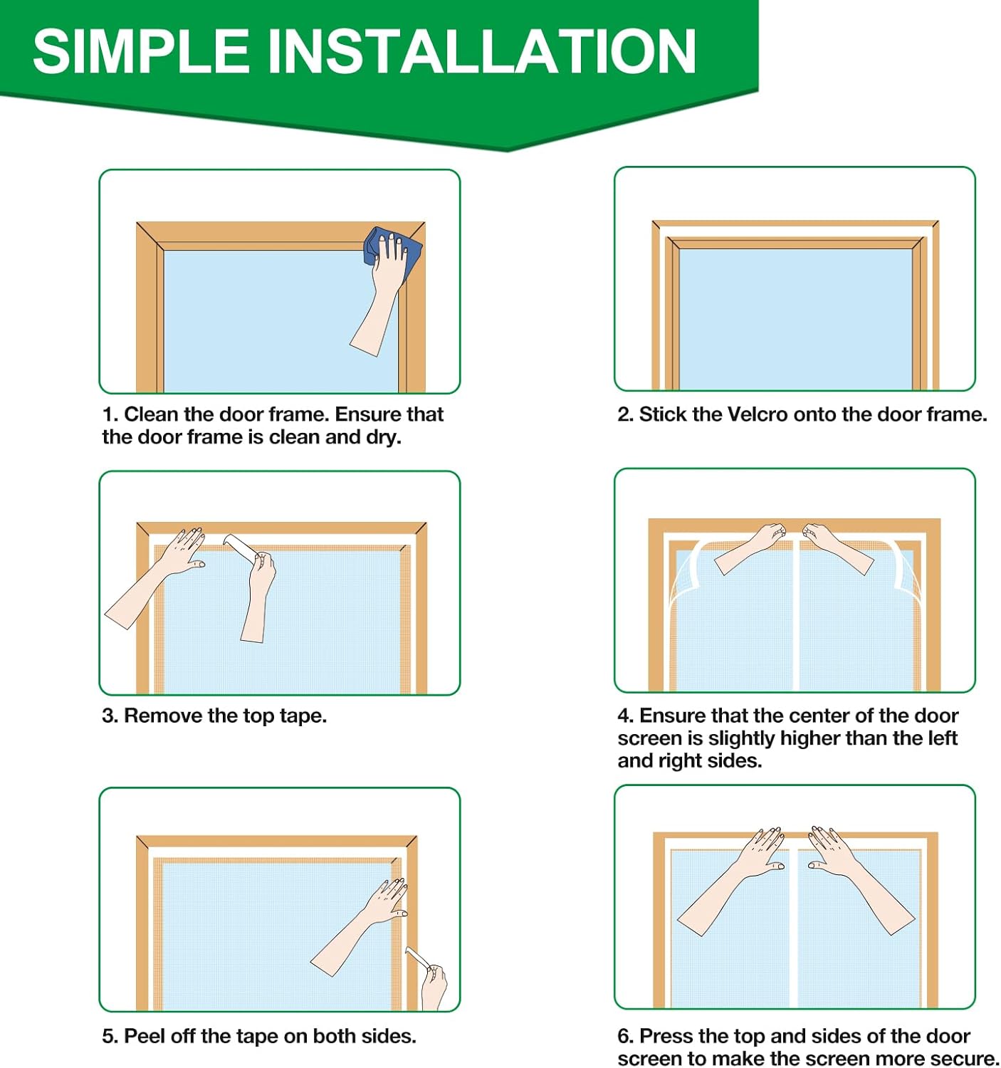 Detalle 2 de 4UMOR Moustiquaire porte-fenêtre 120x240 cm – Rideau magnétique anti-mouches, fermeture automatique, bande adhésive incluse, blanc