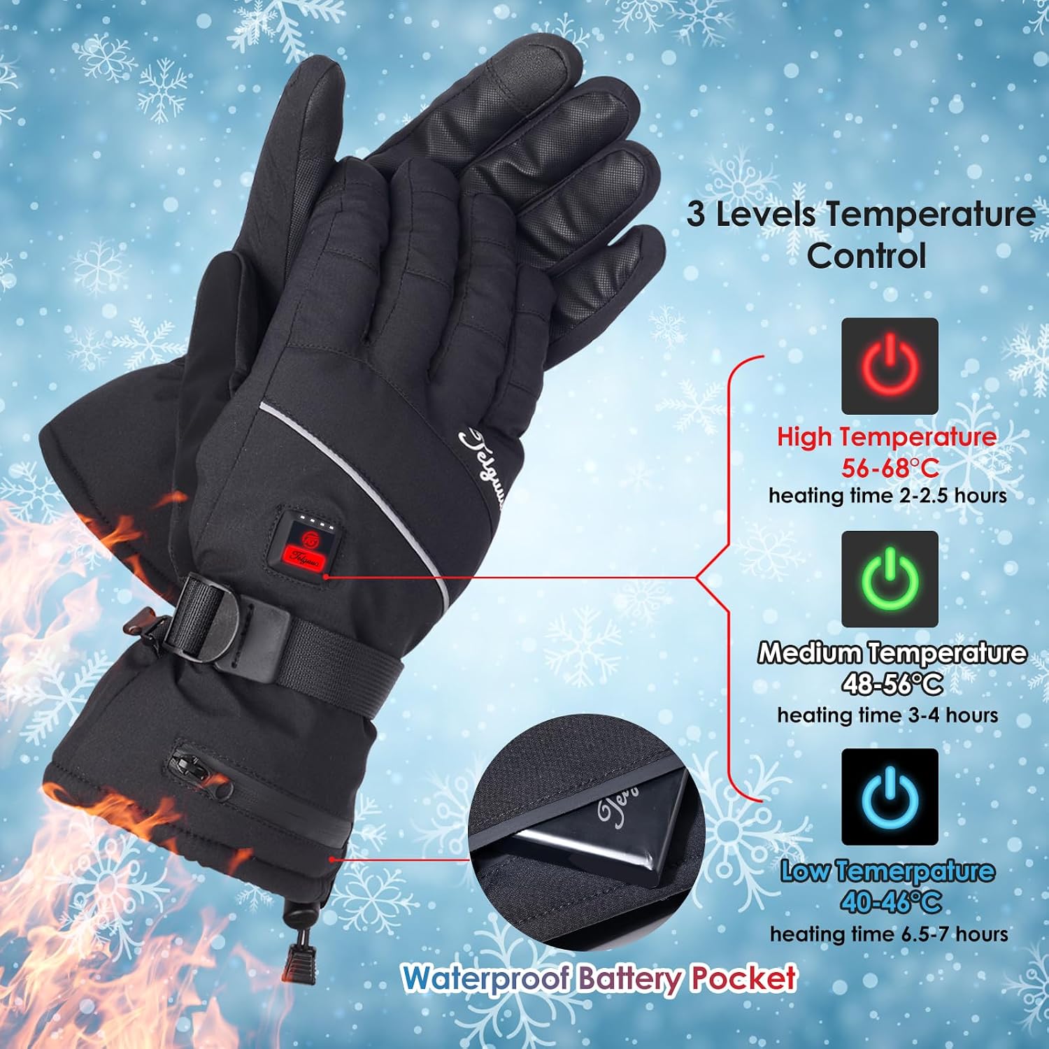 Detalle 2 de Telguua Heated Gloves with 3 Heat Settings, 3M Thinsulate and USB-C