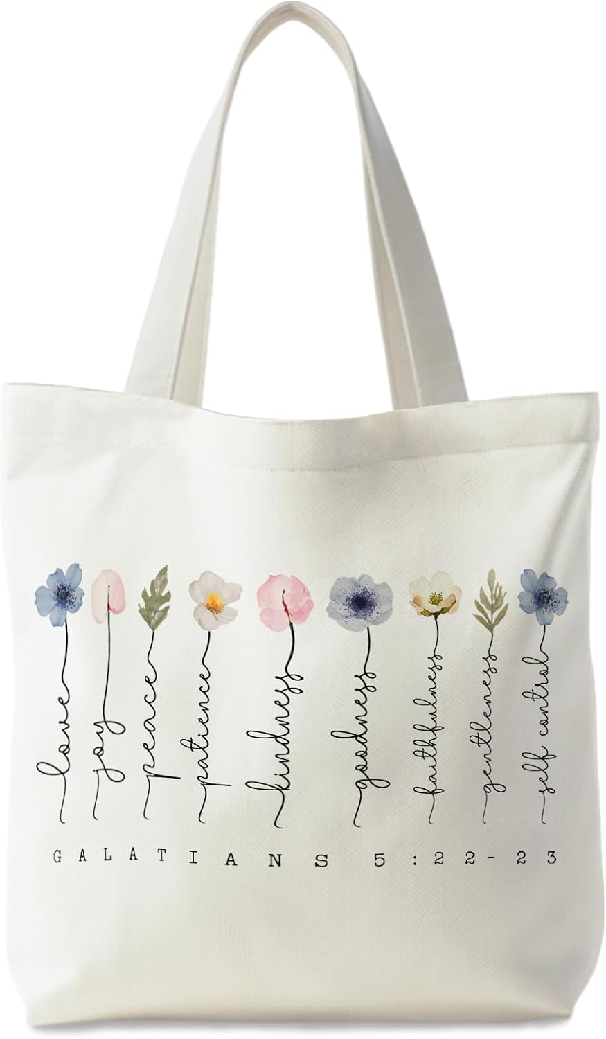 Detalle de Supwhd Women’s Christian Bible Tote Bag — Reusable Canvas Bible Bag with Pocket & Long Handles