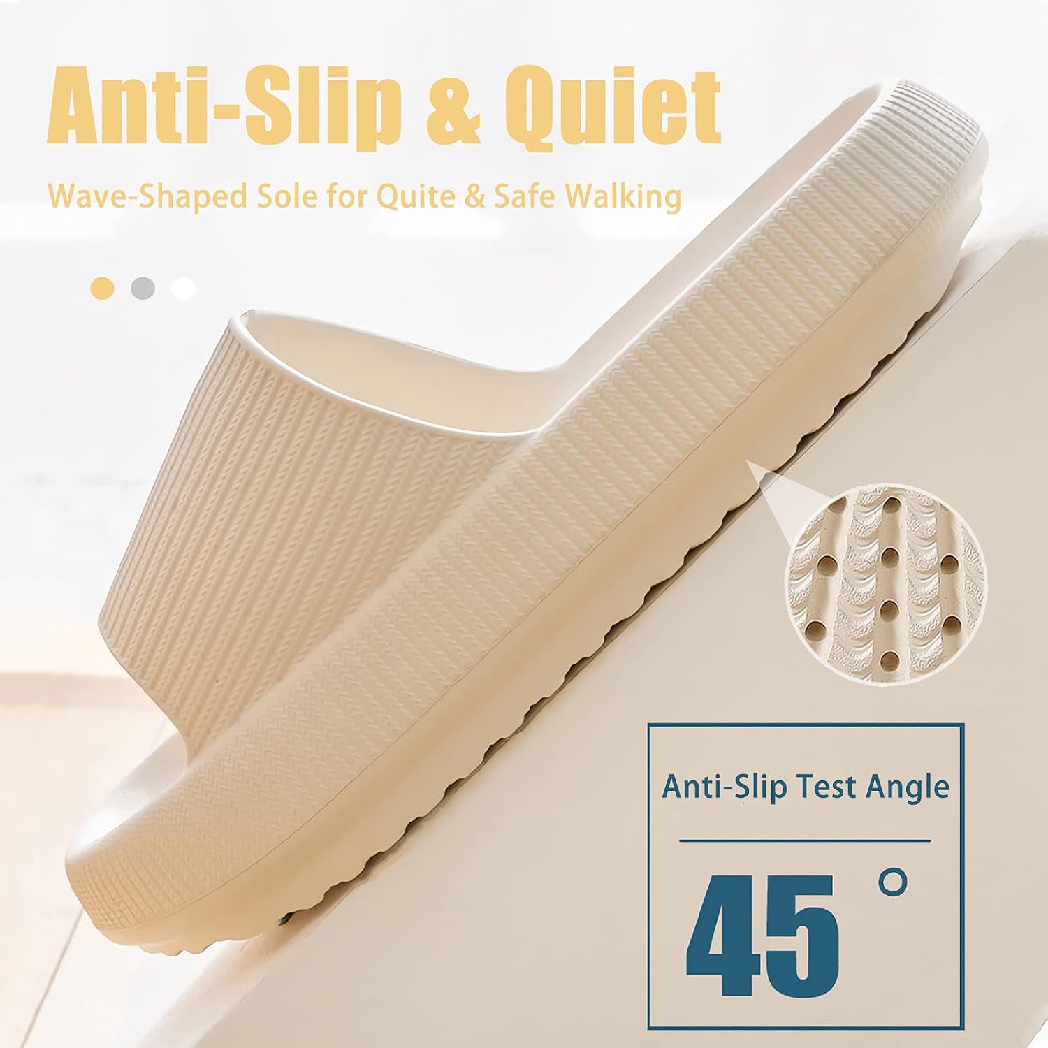 Detalle 2 de Rosyclo Cloud Slippers for Women and Men — Thick Sole, Non-Slip Cloud-Soft Indoor/ Bathroom Shower Slides