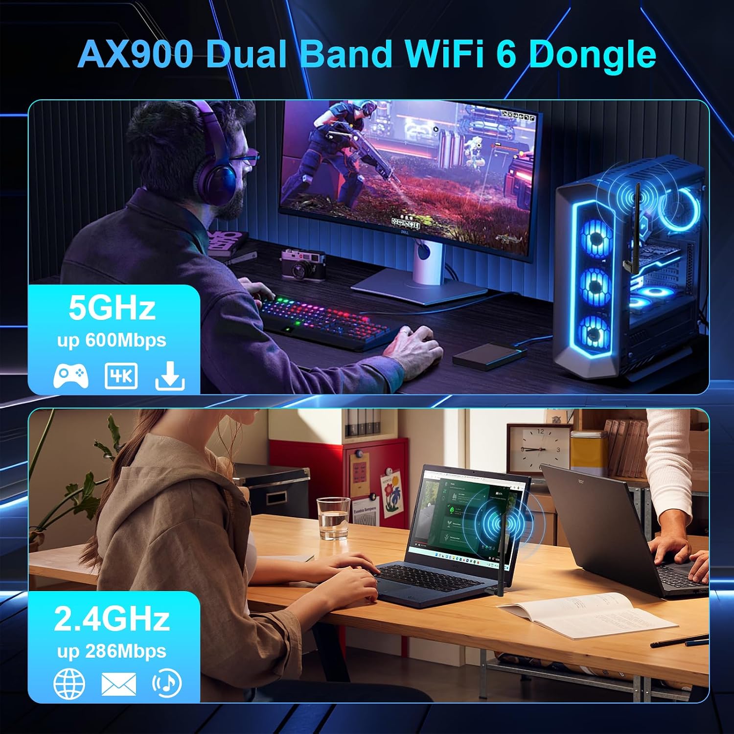 Thumbnail 2 de INTELBRAS AX900 2-in-1 USB WiFi 6 & Bluetooth 5.4 Adapter