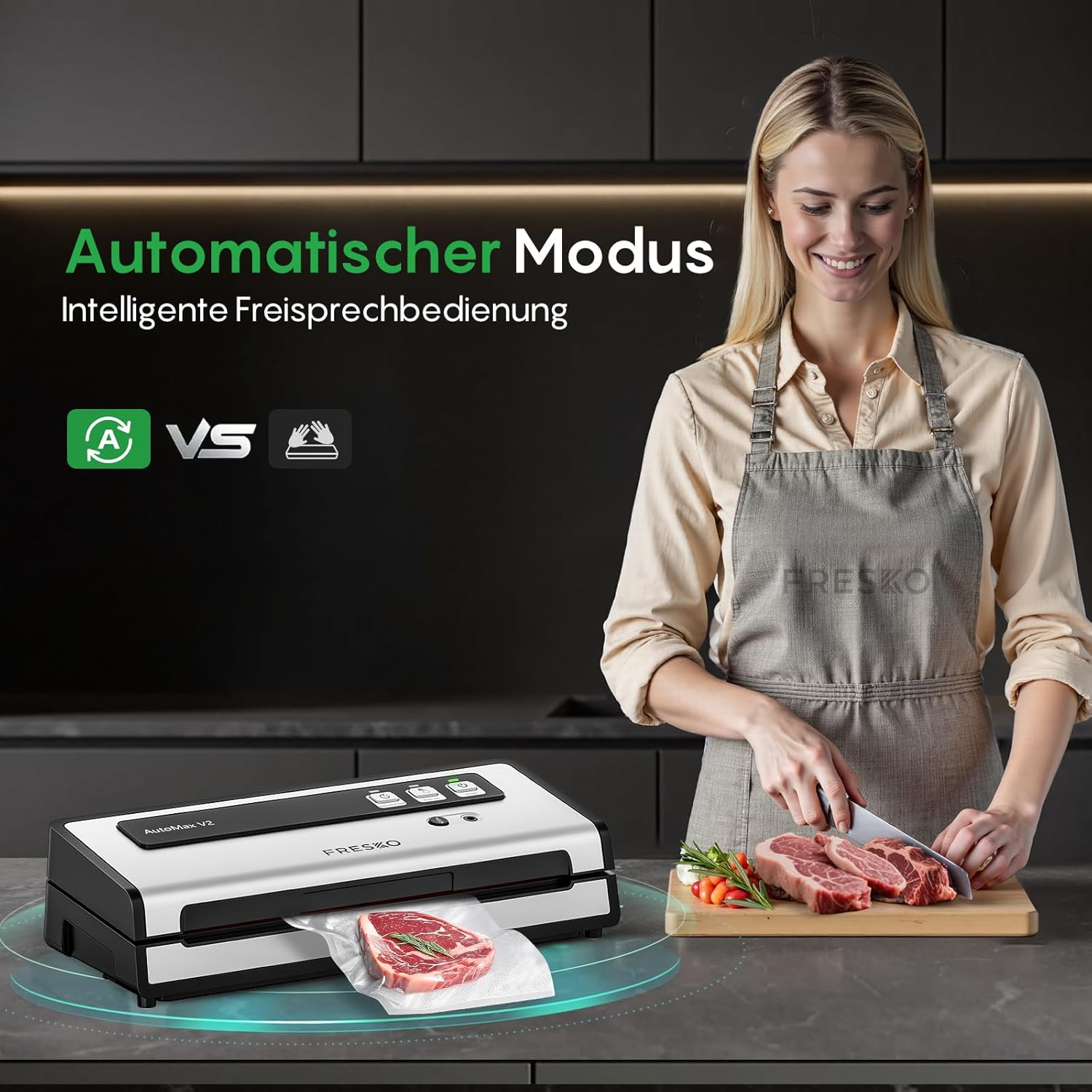 Thumbnail 1 de FRESKO Automatisches Vakuumiergerät Automax V2 (140 W) mit Doppelsiegelung und Trocken-/Feuchtmodus