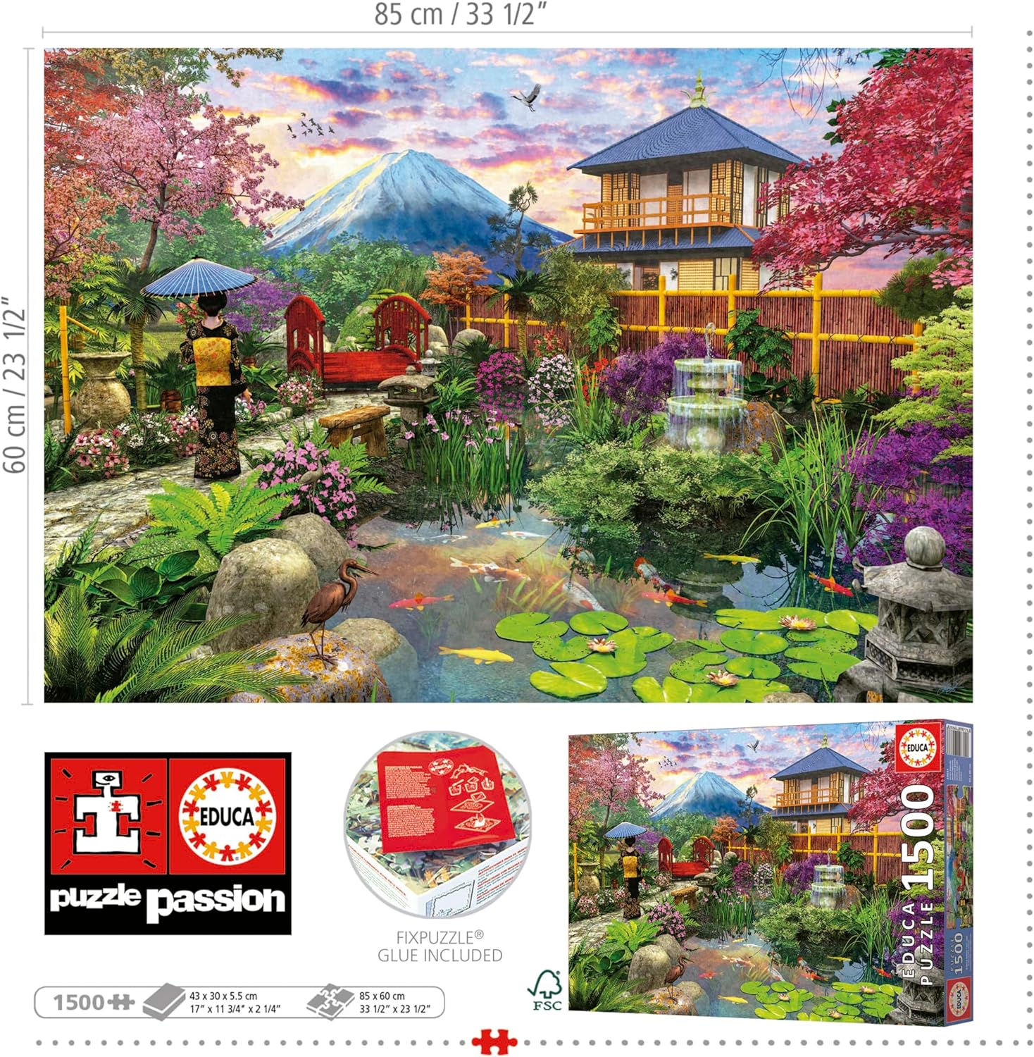 Thumbnail 2 de Puzzle Educa 1500 pièces Jardin Japonais (85 x 60 cm) dès 14 ans