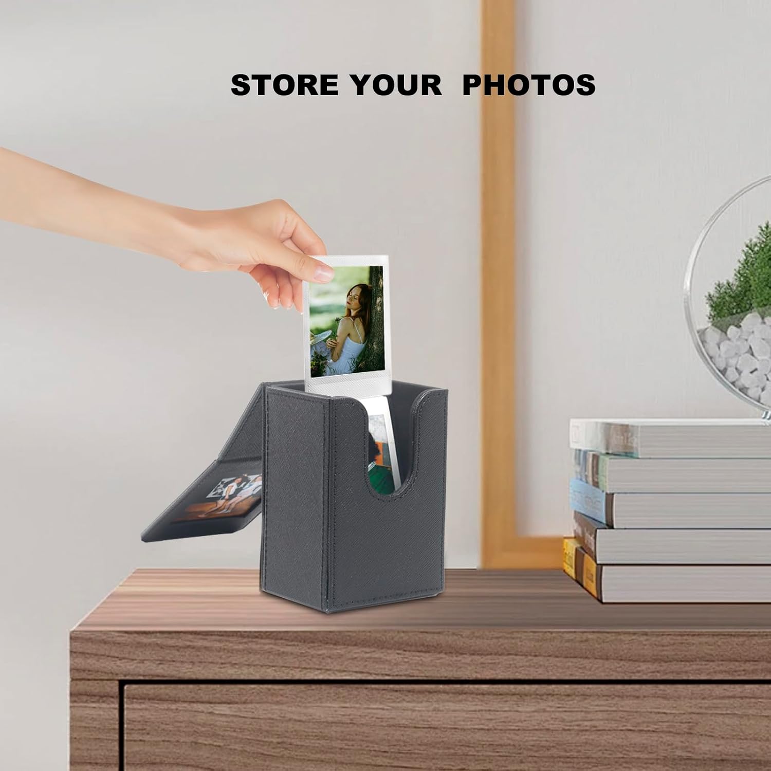 Detalle 2 de Bilderhalter-Aufbewahrungsbox aus PU-Leder für Fujifilm Instax Mini Serie – Schwarz