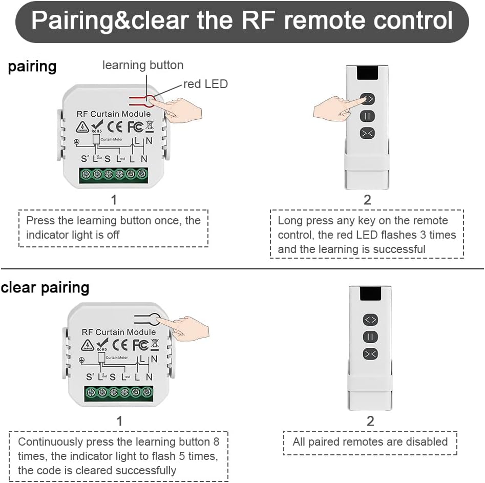 Thumbnail 6 de Anesty Module Volet Roulant Sans Fil (interrupteur RF) avec télécommande et récepteur jusqu’à 100 m