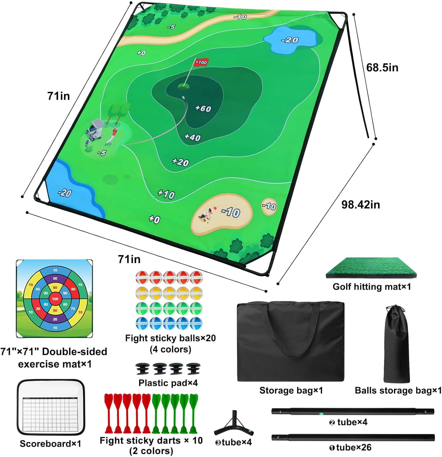Thumbnail 6 de KEMLDIVS Golf Chipping Game Set — 71" x 71" Backyard Chipping Pong with Two Modes