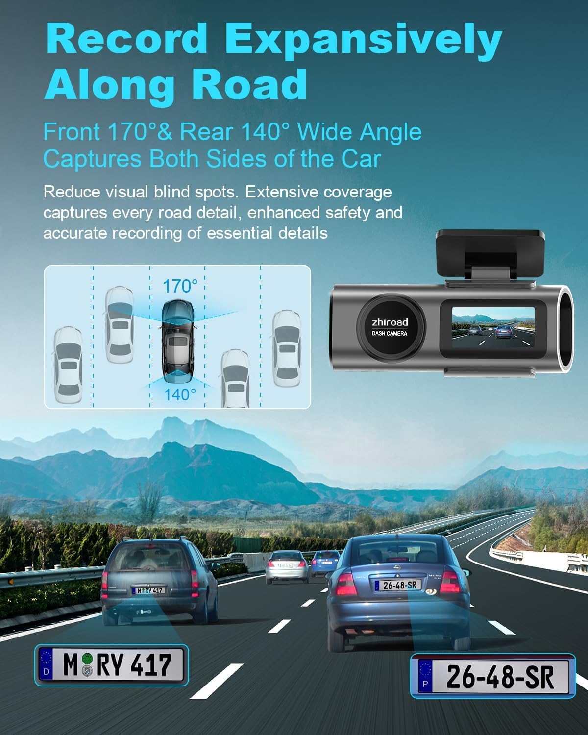 Thumbnail 5 de 4K Dash Cam Front and Rear with 64GB SD Card – Dual Channel, WiFi App Control, Night Vision & Parking Mode