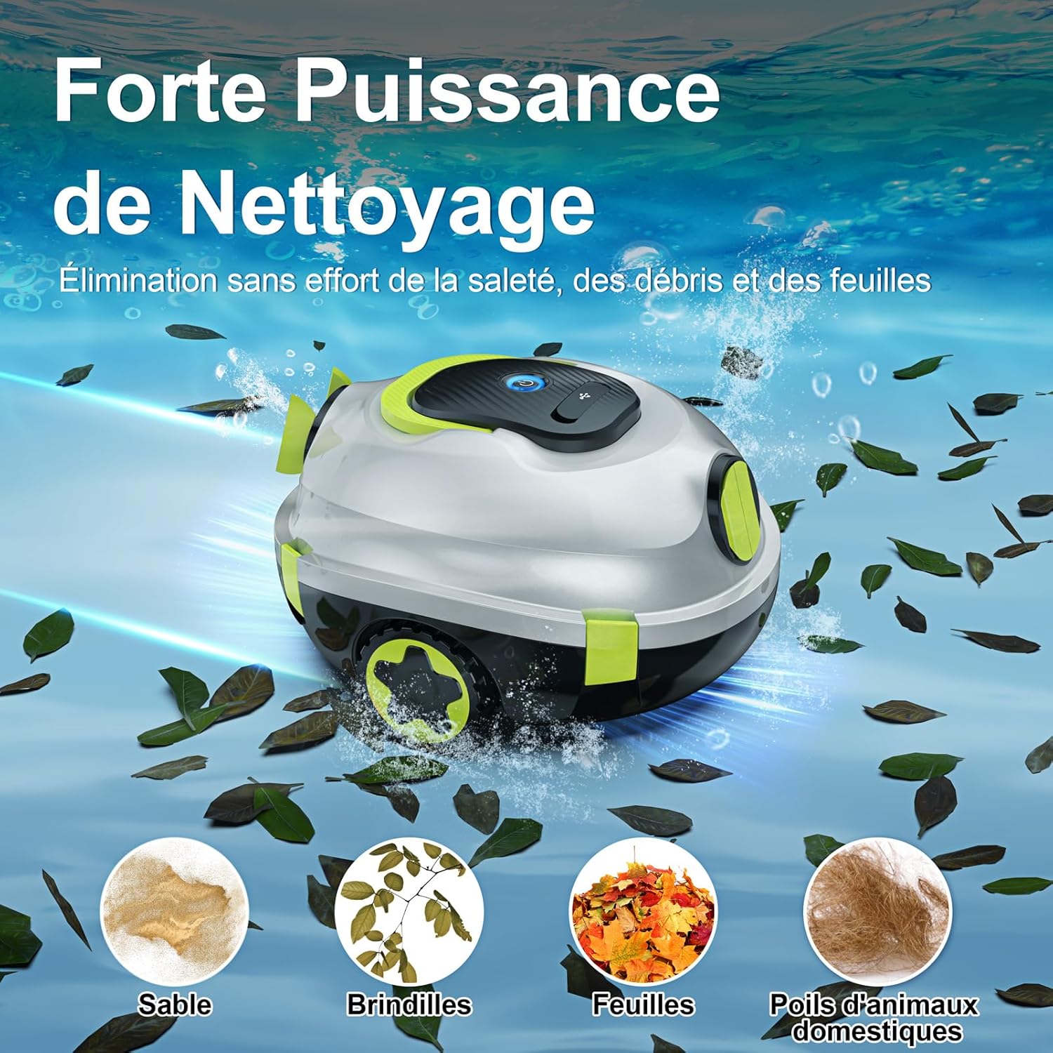 Detalle de MEDOXA Robot de Piscine sans Fil Y20 – Nettoyage autonome pour piscines hors-sol et enterrées jusqu’à 110 m²