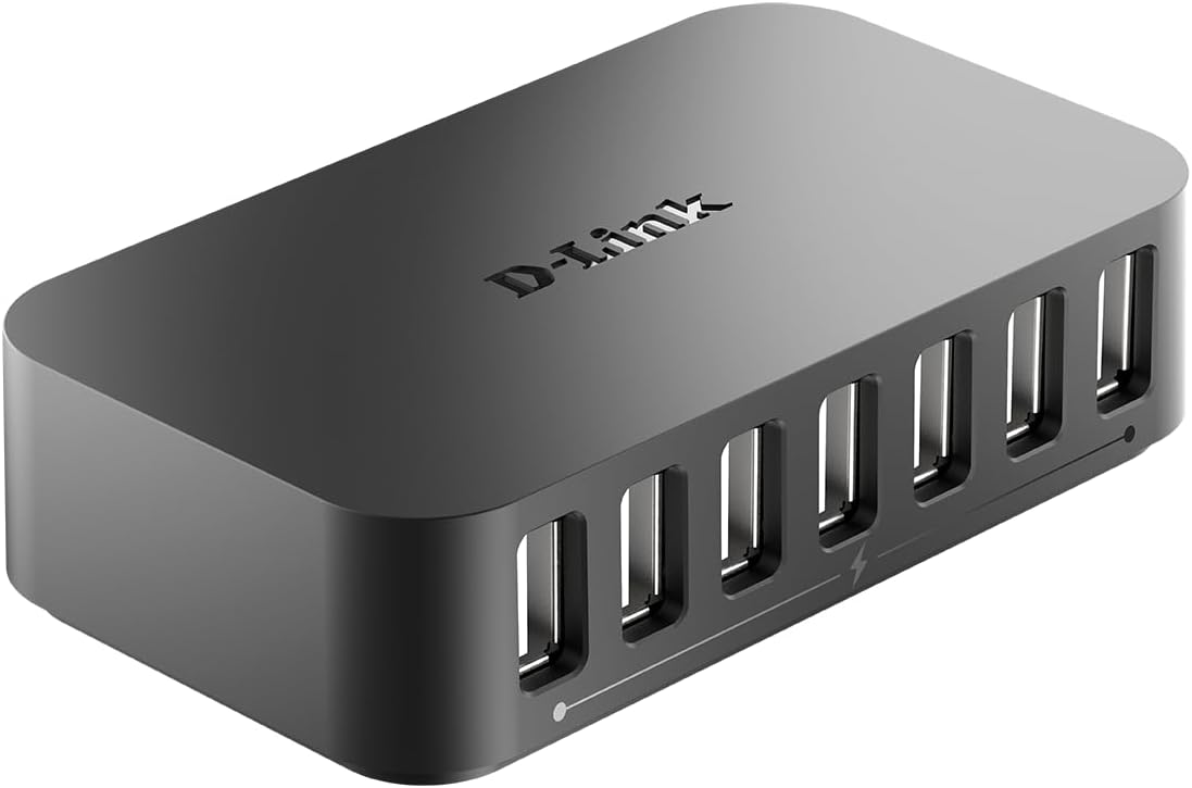 Detalle 2 de D-Link DUB-H7/B 7-Port USB 2.0 Hub — powered USB-A hub with Fast Charge