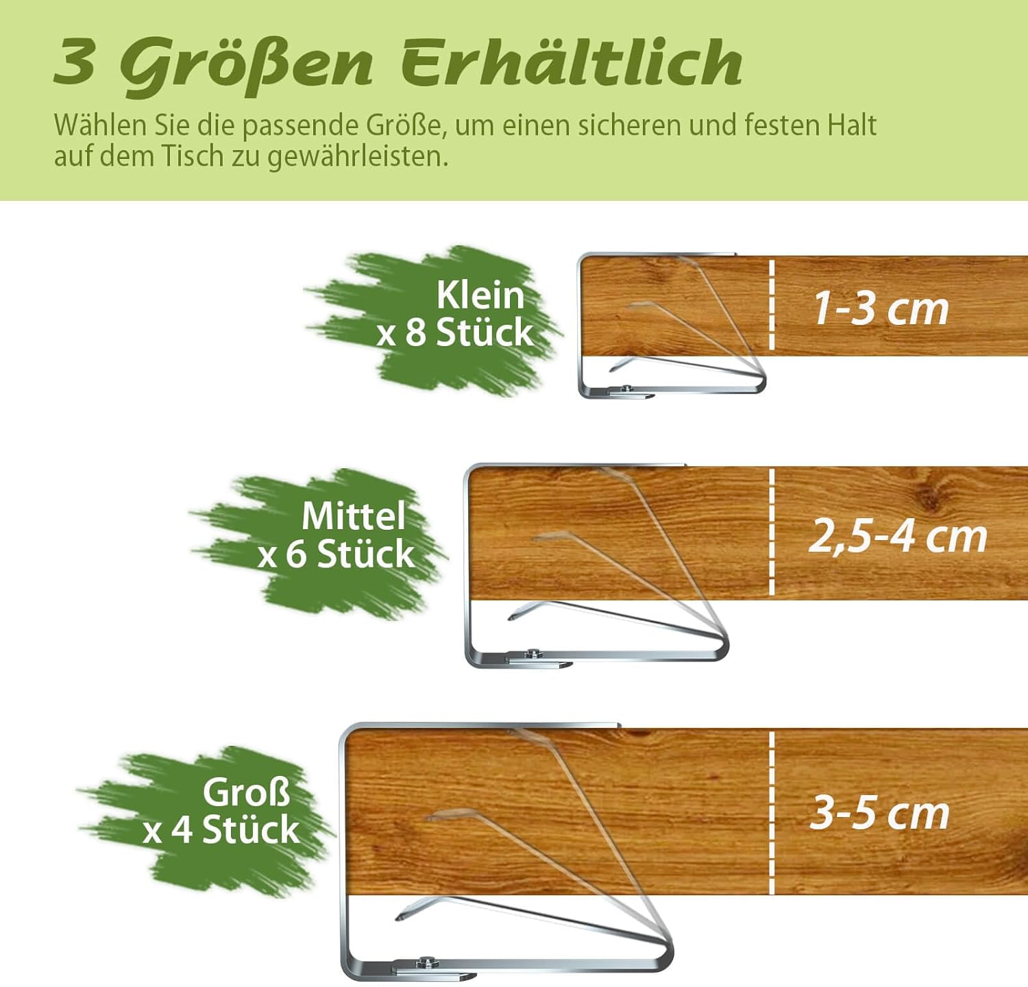 Thumbnail 3 de Blooven Tischtuchklammern aus Edelstahl (6 Stück) für Tischplatten 2,5–4 cm