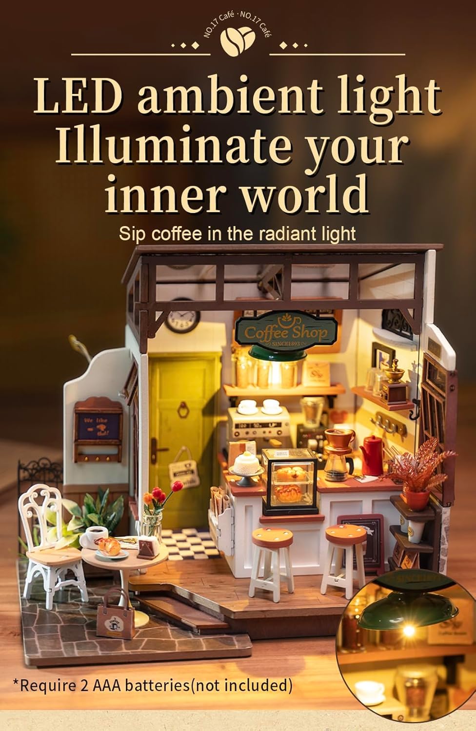 Thumbnail 3 de Rowood Coffee Miniature House Kit: Cozy Open-Concept Dollhouse with LED for Adults
