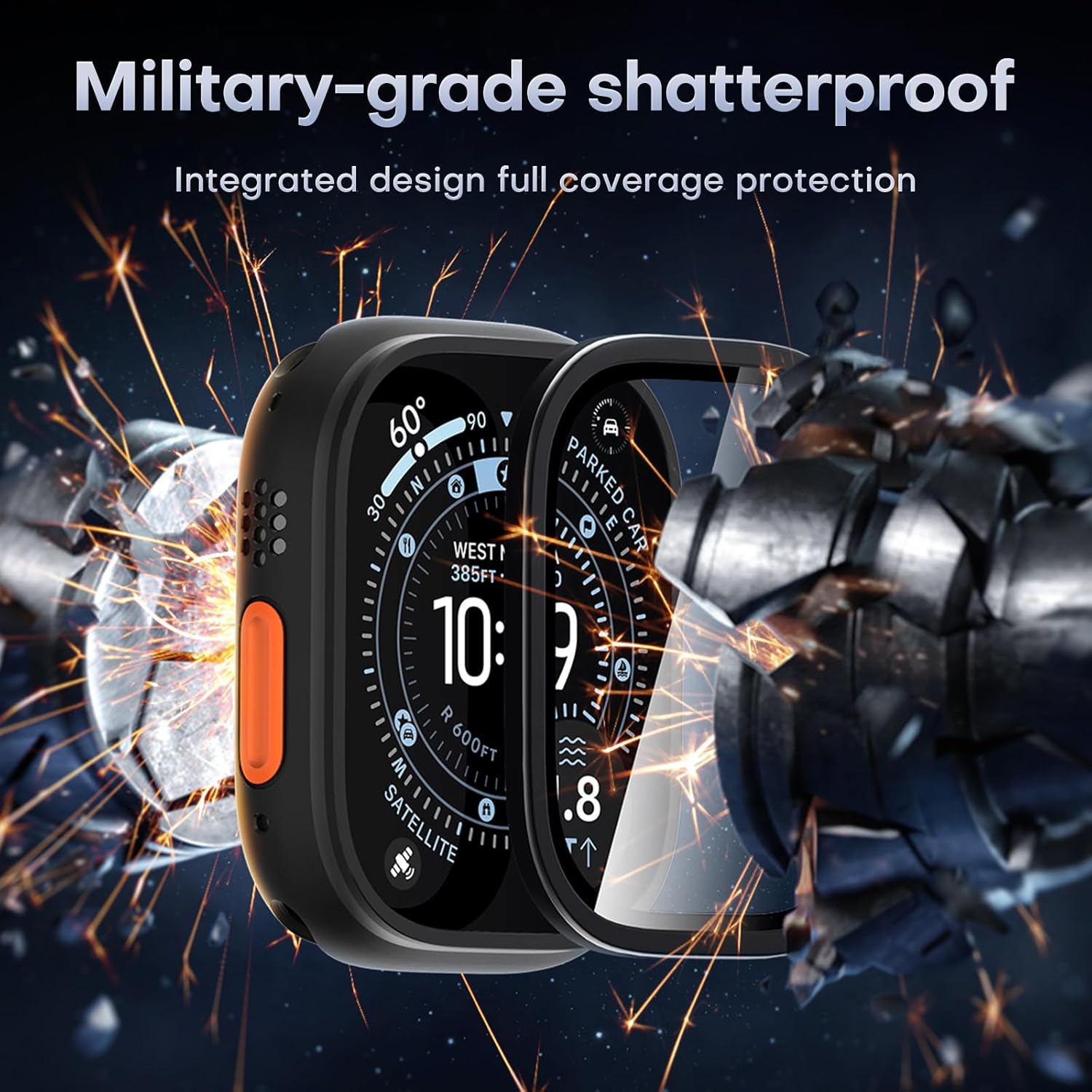 Thumbnail 5 de LϟK 2 Pack Screen Protector for Apple Watch Ultra 3 / Ultra 2 / Ultra (49mm) – 9H Tempered Glass + Titanium Alloy Frame, Black