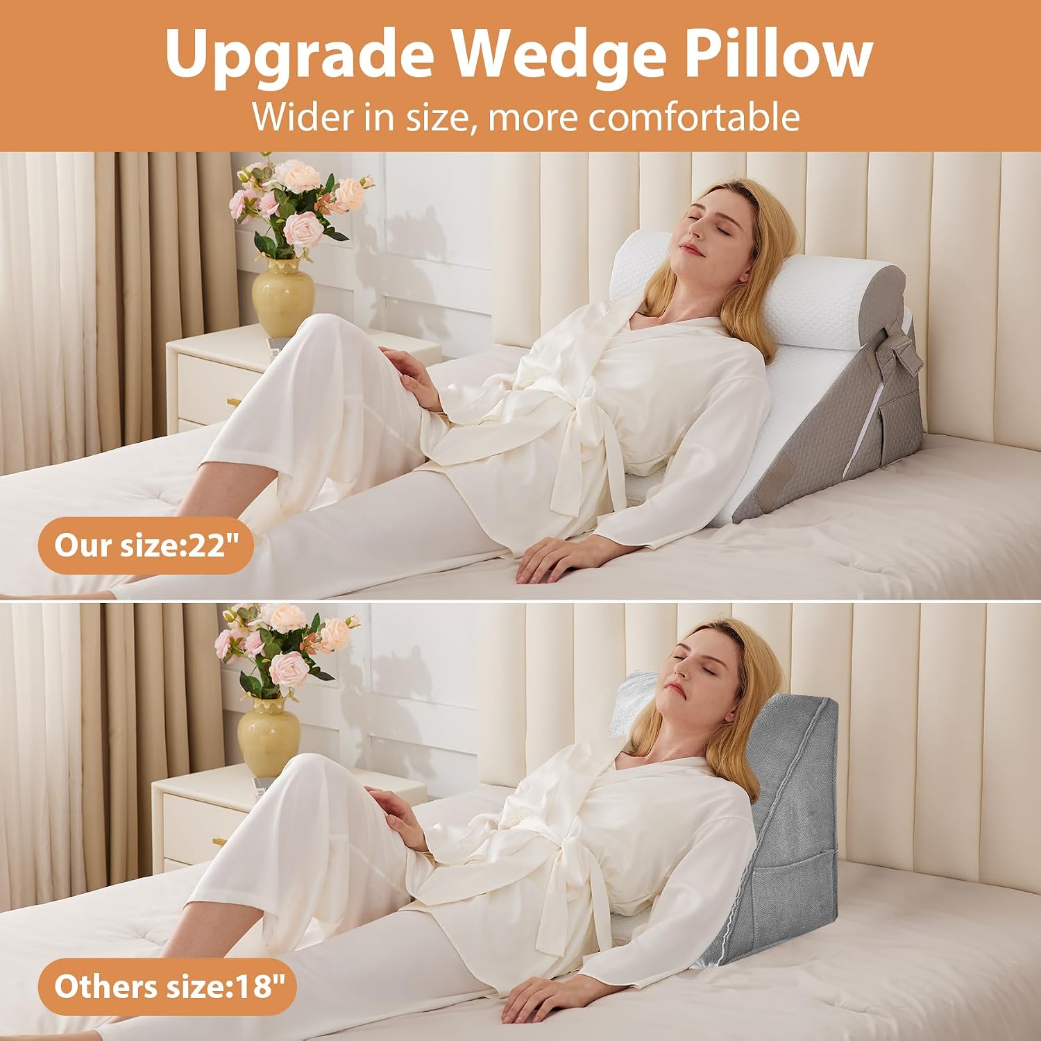 Thumbnail 6 de BIEEZZK Wedge Pillow Set for After Surgery — Adjustable Memory Foam Bed Wedge for Neck, Back, and Acid Reflux