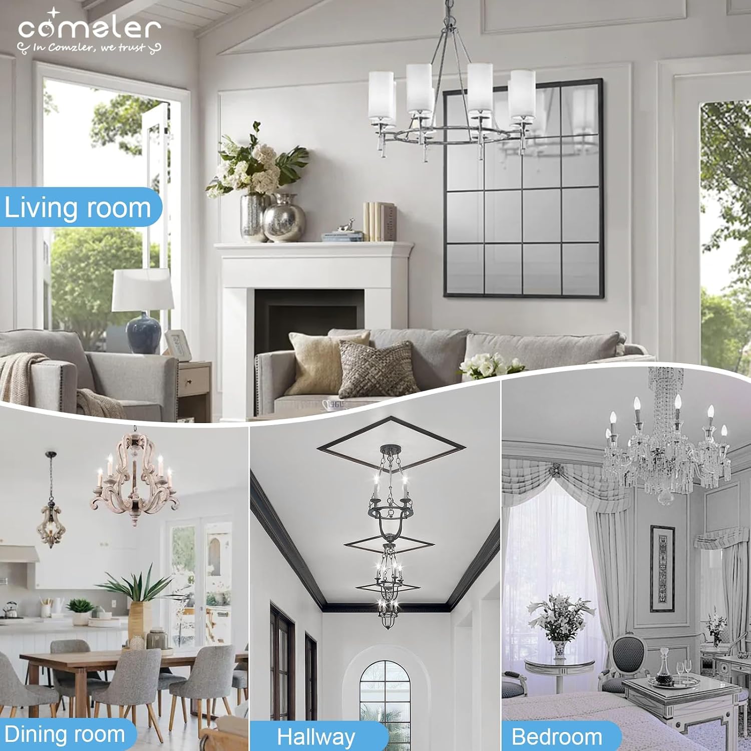 Thumbnail 6 de Comzler C37-5000K E12 LED Candelabra Bulbs, 5 W, 5000K Daylight, 6-Pack
