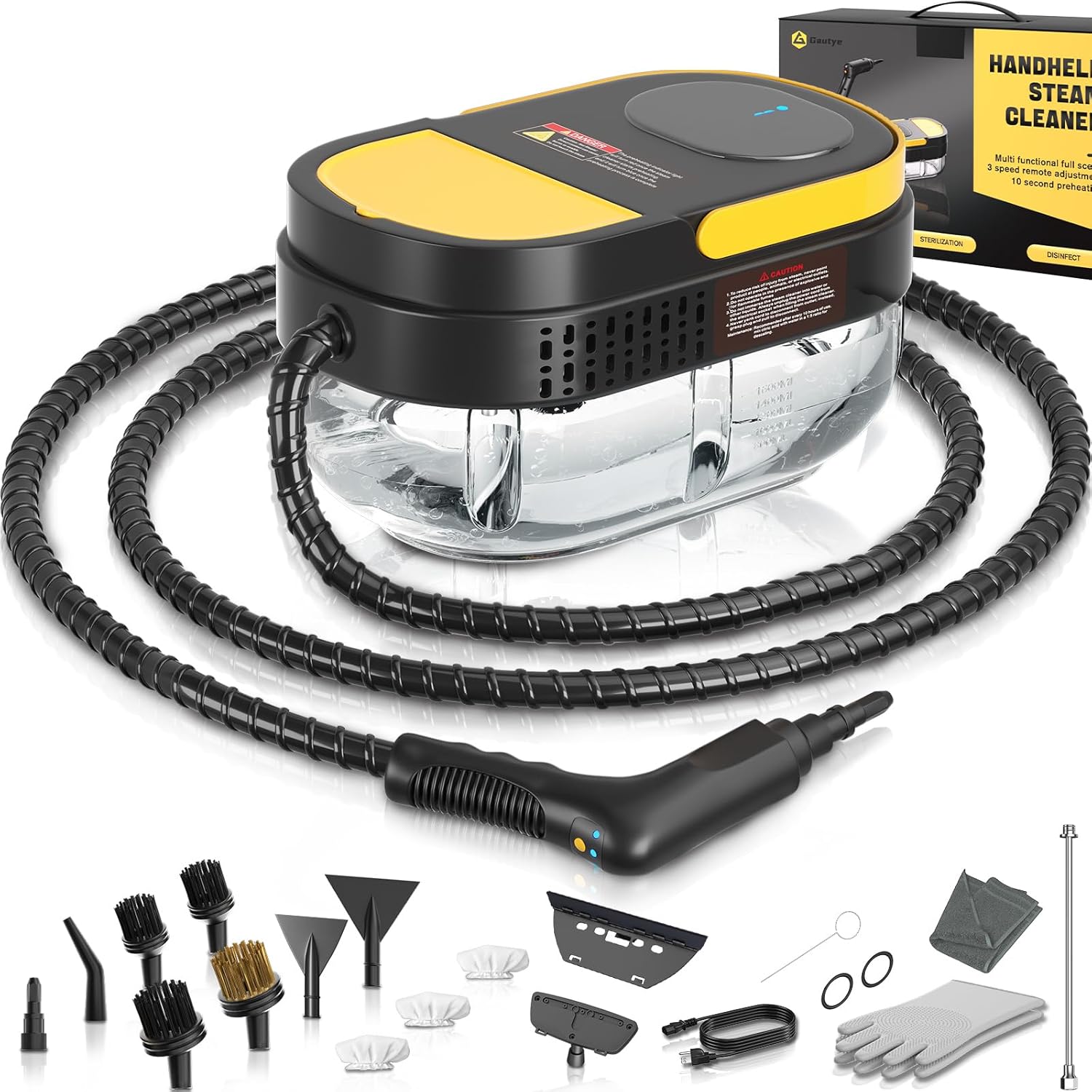 Detalle de Gautye G1 Steam Cleaner, 1.6 L Tank, 15-Second Heat-Up, 15 Accessories