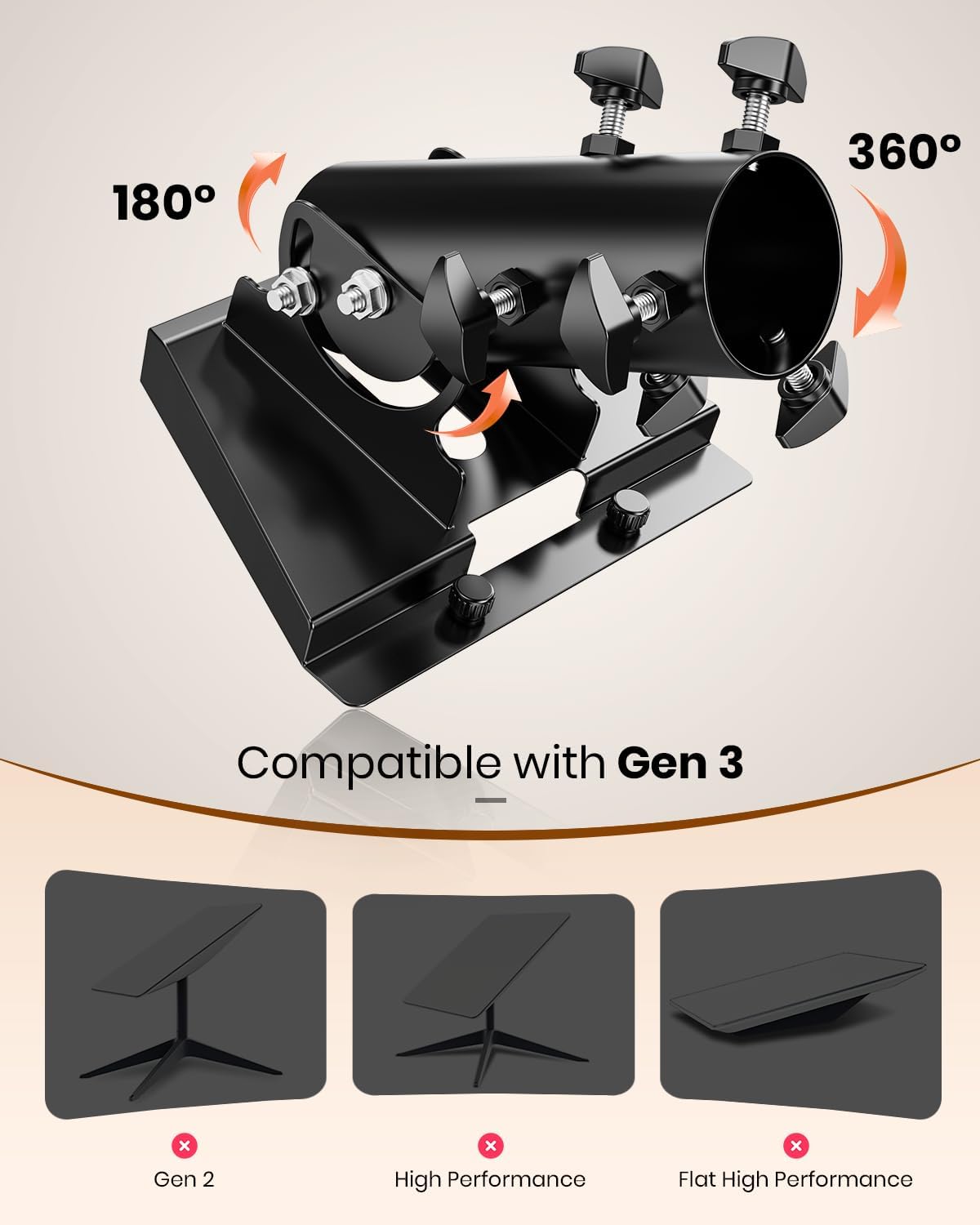 Detalle de 360° Starlink Gen 3 Rohradapter V3 als Mast-/Dachhalterung für die Starlink Standard-Antenne (28–54 mm)