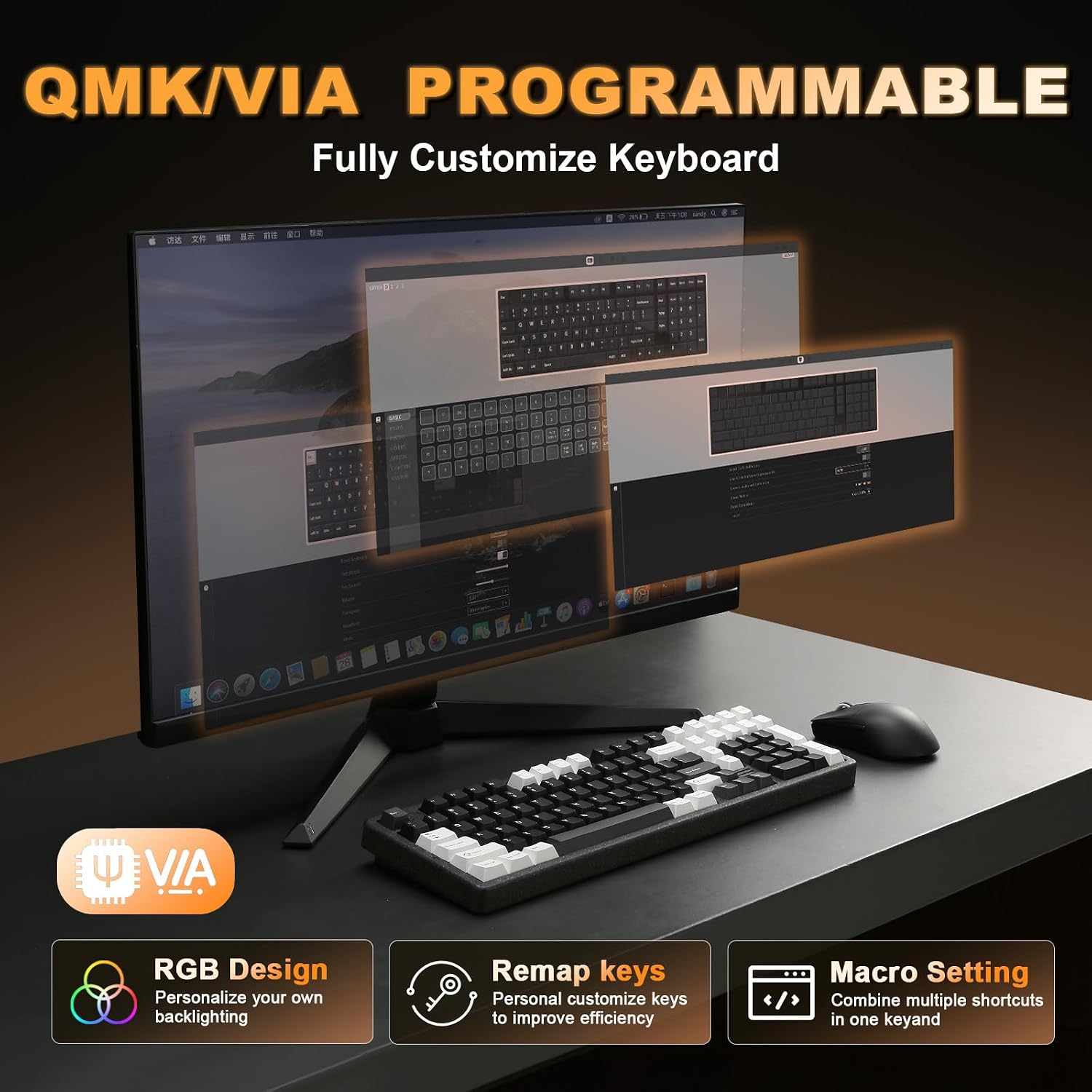 Detalle 2 de YUNZII AL98 Kabellose Gaming Tastatur 1800