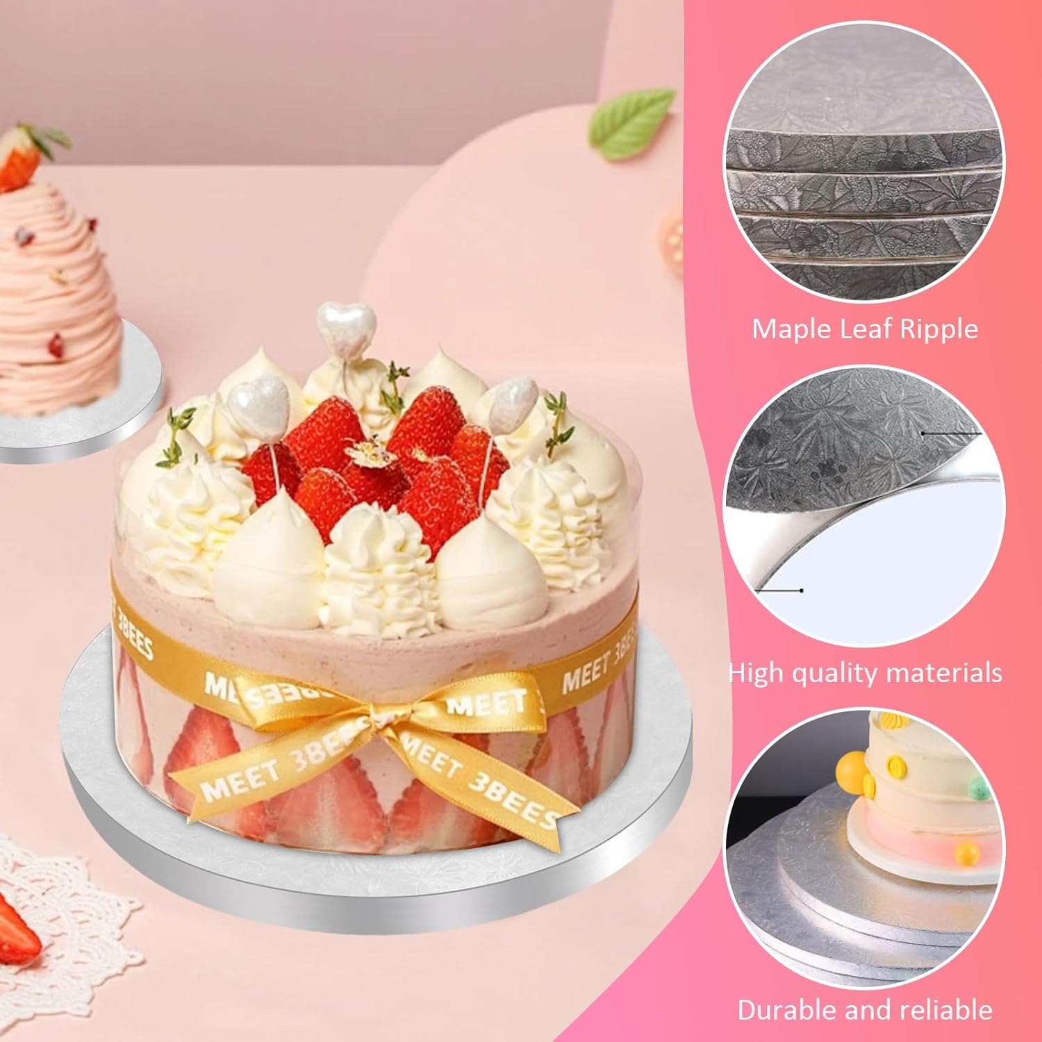 Thumbnail 2 de Plstod 5er Set Cake Board (12 mm) rund: Ø20 cm & Ø25 cm als Tortenunterlage