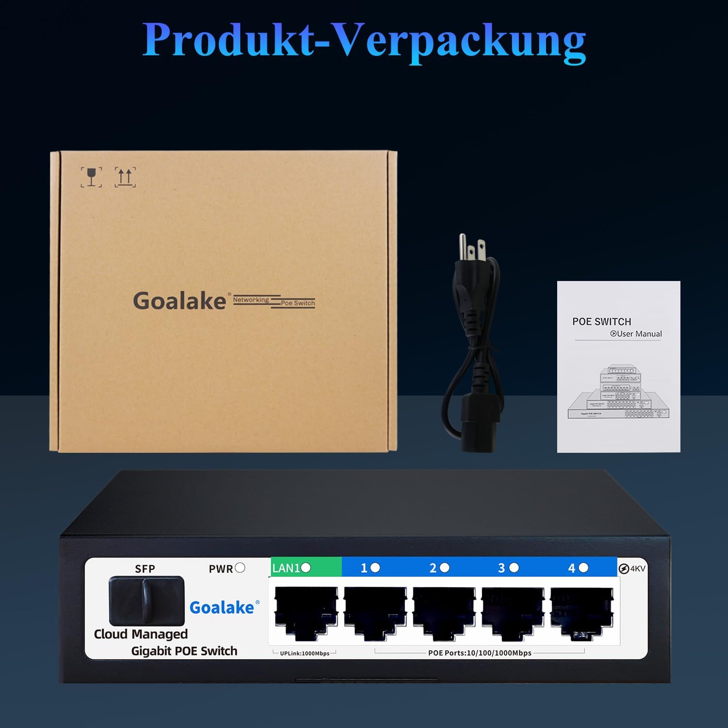 Thumbnail 6 de 6-Port Gigabit PoE+ Switch mit Cloud-Management und AI Extend Modus bis 250 m