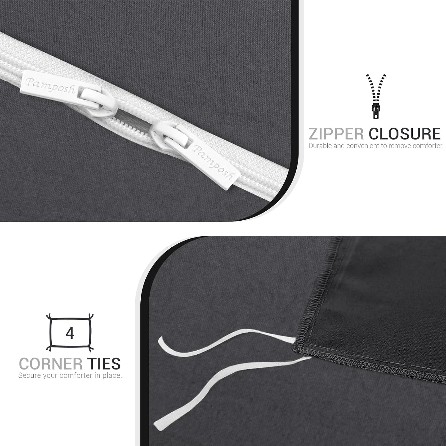 Thumbnail 6 de Pamposh King Size Duvet Cover Set (Pre-Washed Microfibre) with Zip Closure