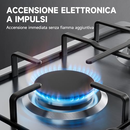 Thumbnail 6 de IsEasy Piano Cottura 4 Fuochi Gas, 60 cm Inox: piano cottura integrato e versatile