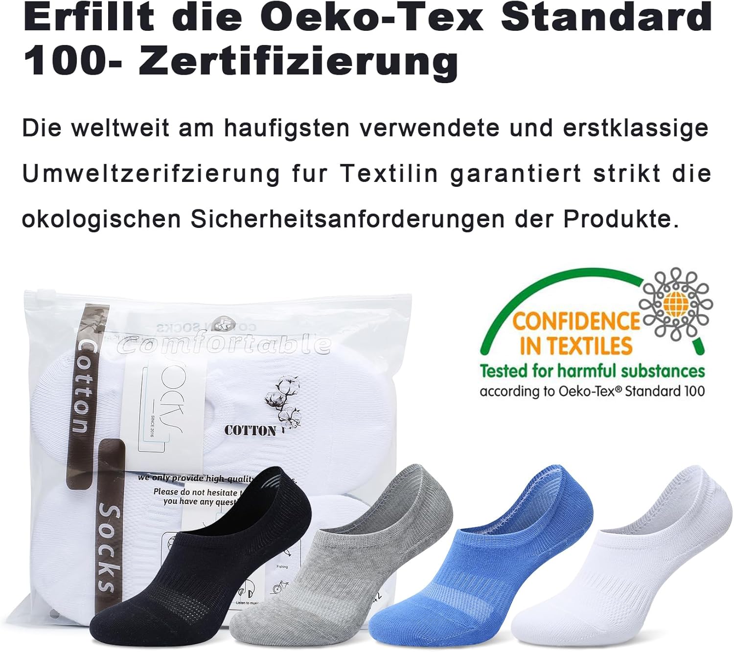 Detalle de Falechay 10 Paar Sneaker Socken No-Show (Füßlinge) aus Baumwolle für Damen & Herren