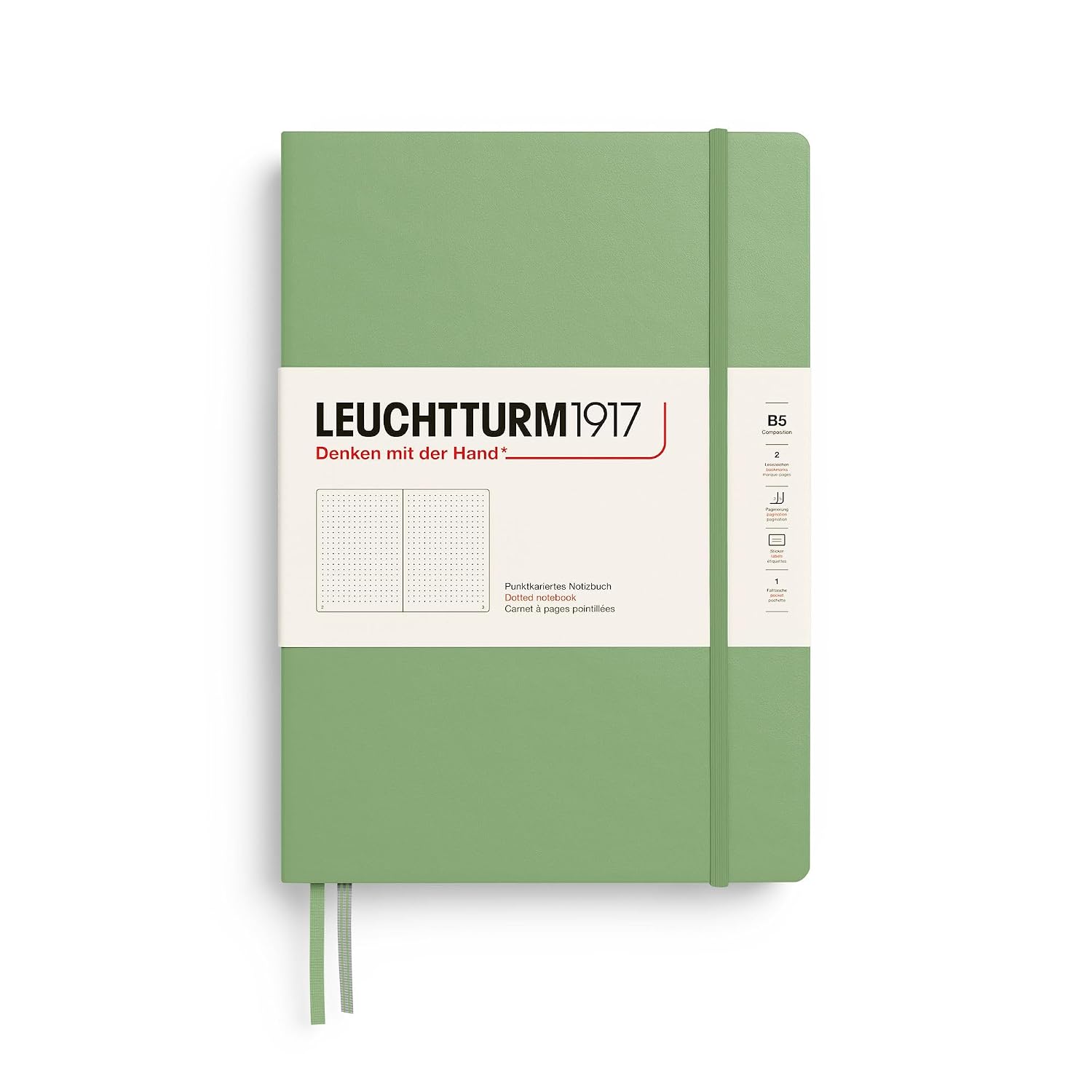 LEUCHTTURM1917 366172 anteckningsbok B5, inbunden, prickad och salviagrön