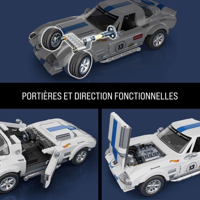 Detalle de Mega Hot Wheels Brick Shop Elite Corvette Grand Sport 918 piezas